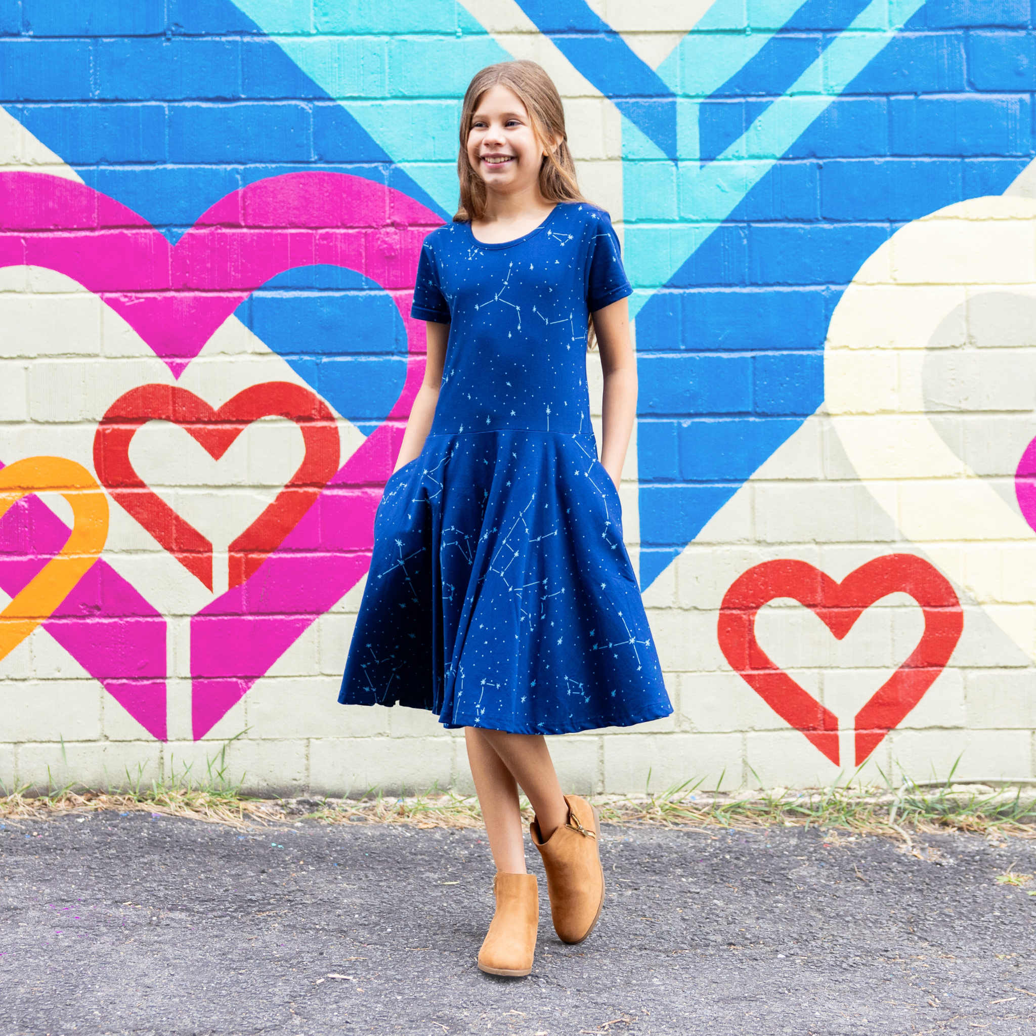 Constellations Glow-in-the-dark Navy Kids Dress