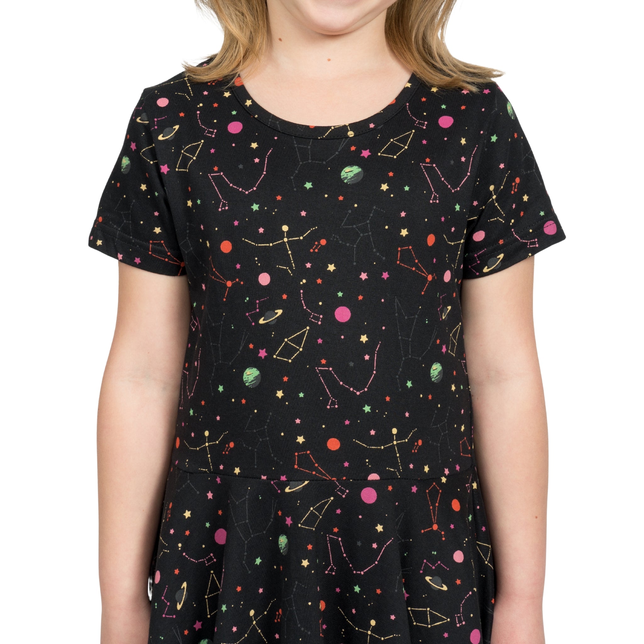 Rainbow Constellations Glow-in-the-Dark Kids Twirl Dress