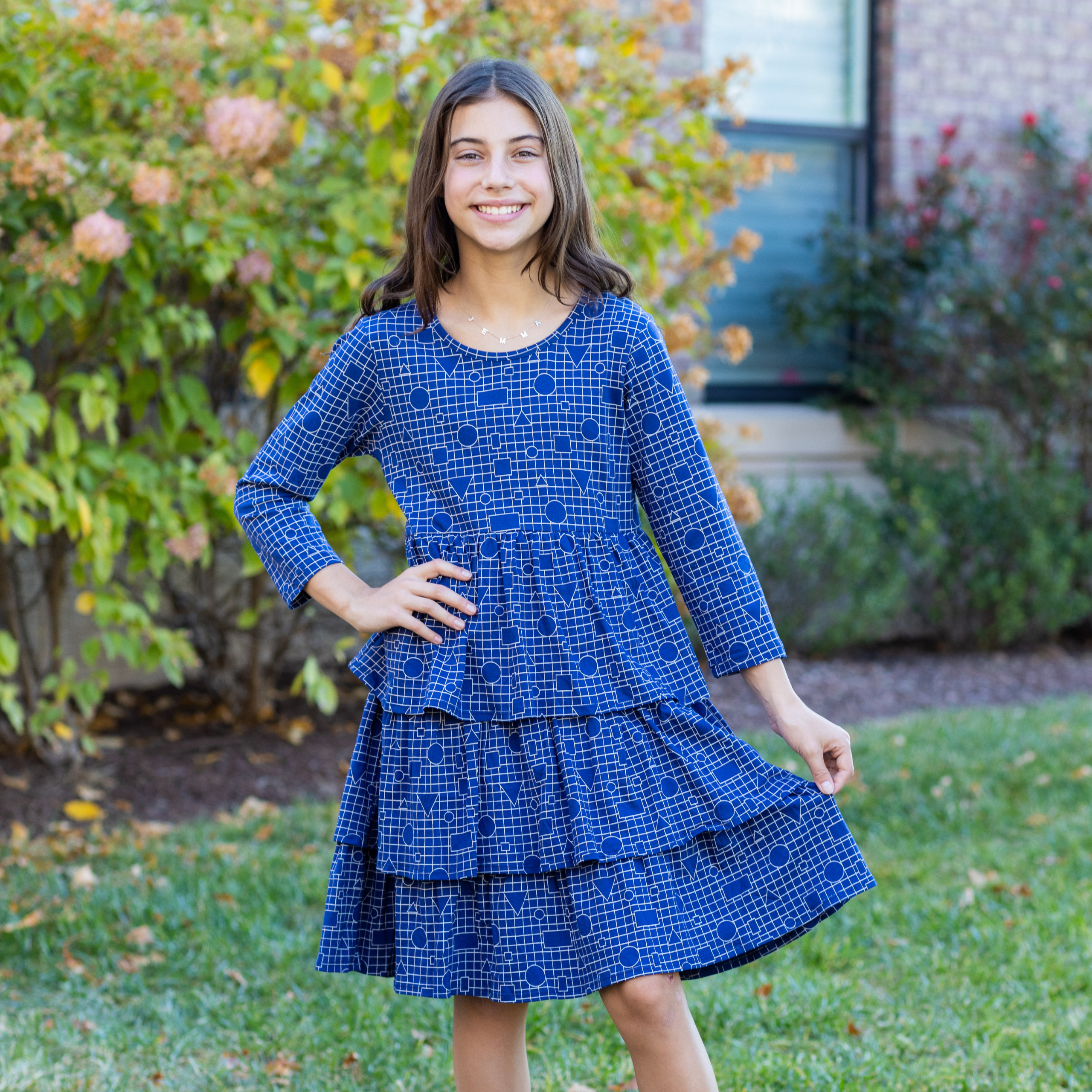 Geometric Shapes Kids Layered Dress