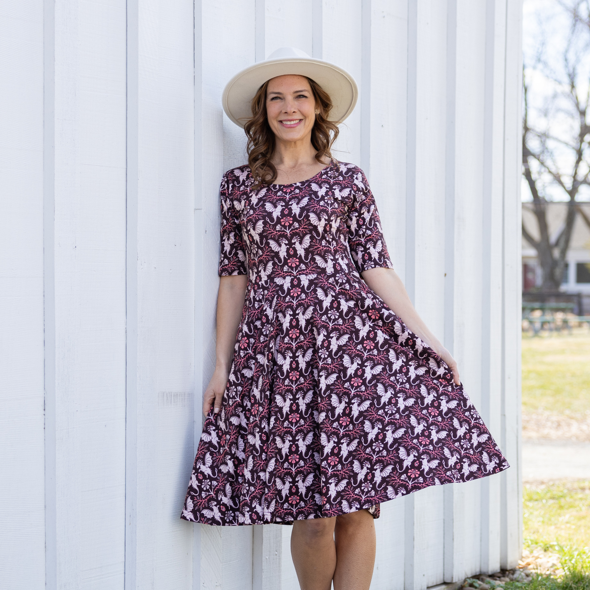 Dragons Damask Ruby Twirl Dress