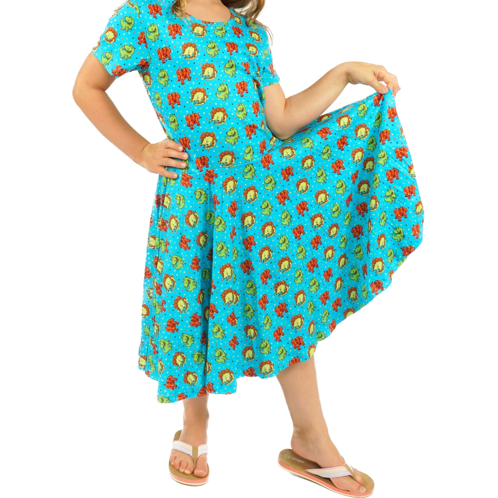 Dinosaurs Polka Dots Kids Twirl Dress