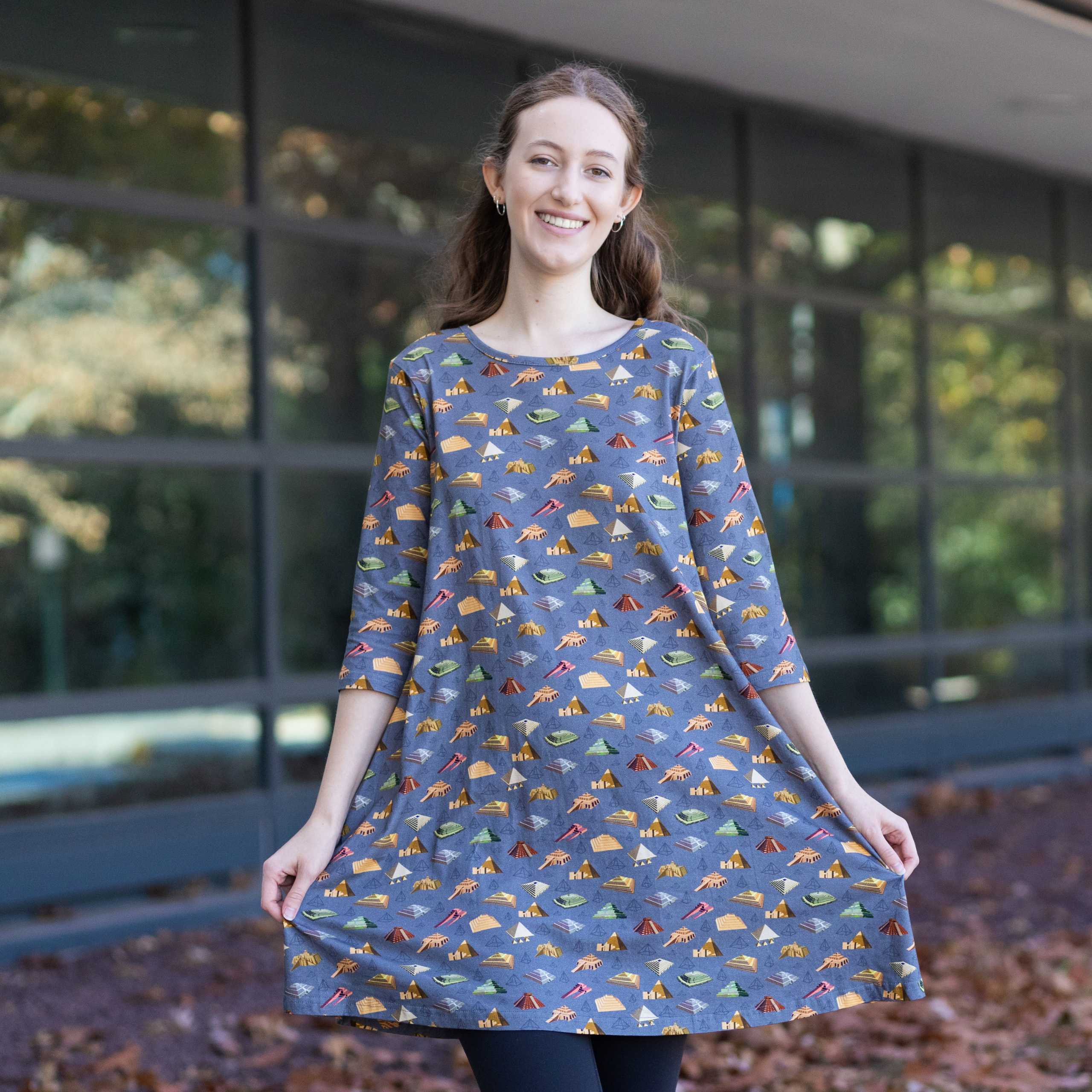 Pyramids 3/4th Sleeves Long Tunic