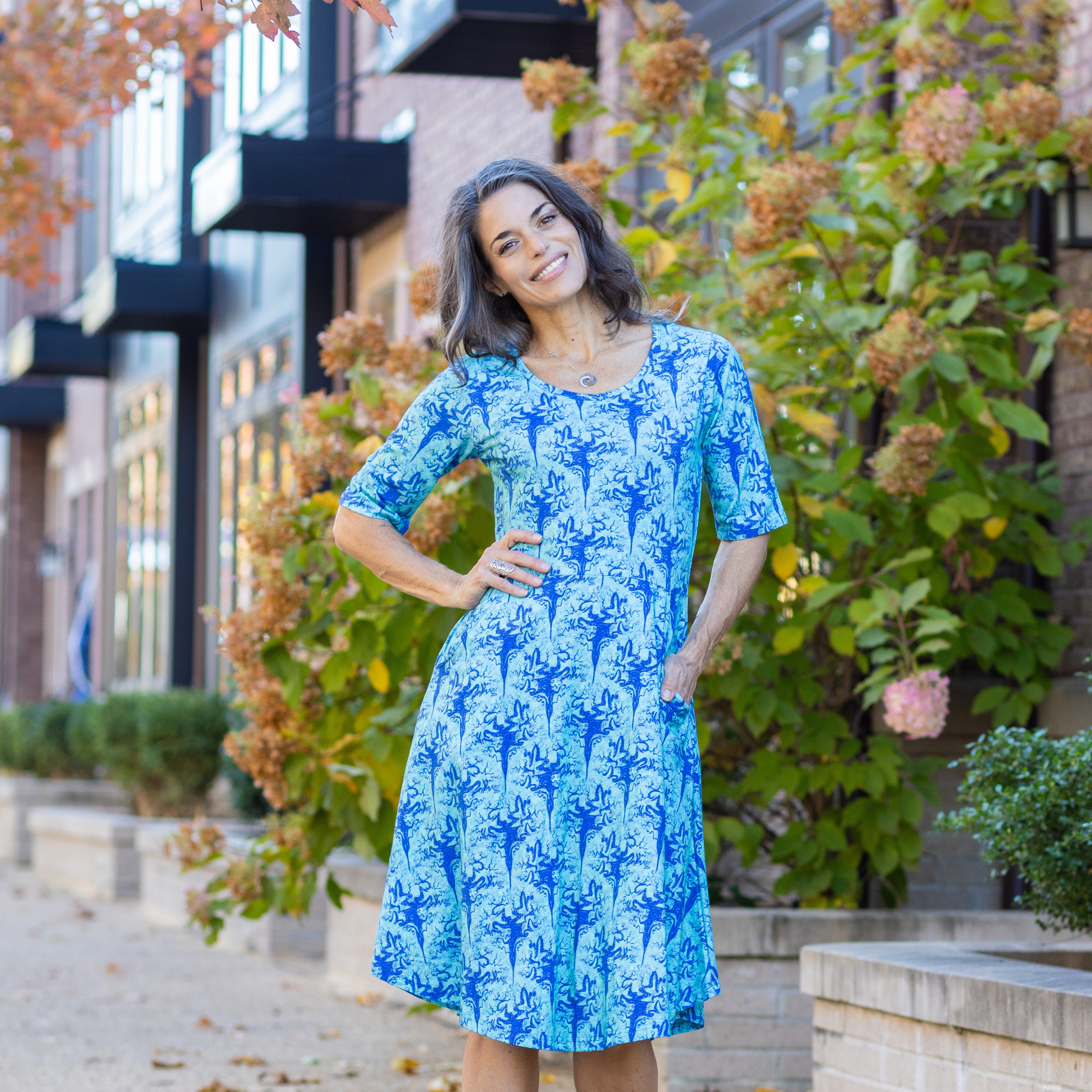 River Deltas Fit & Flare Dress