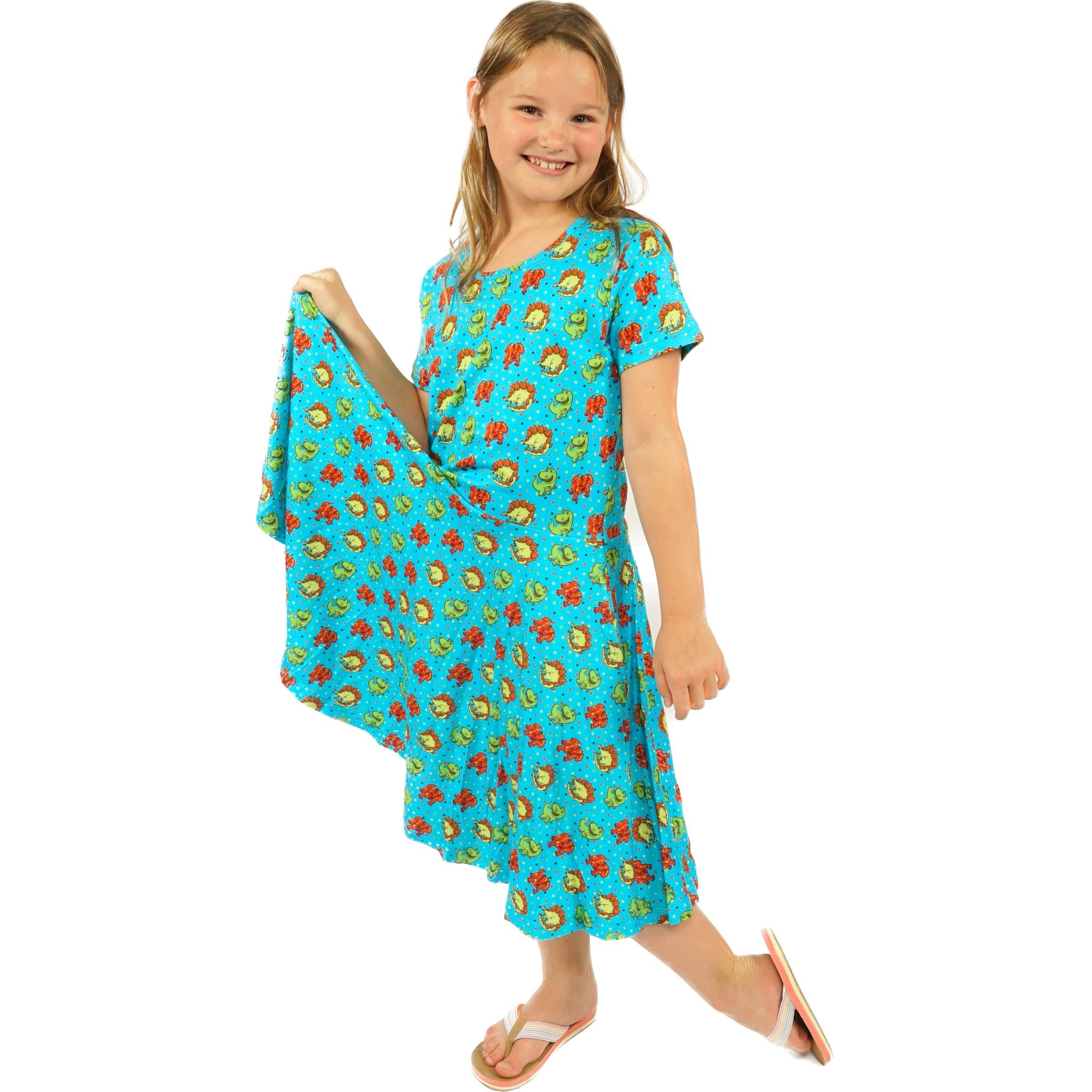 Dinosaurs Polka Dots Kids Twirl Dress