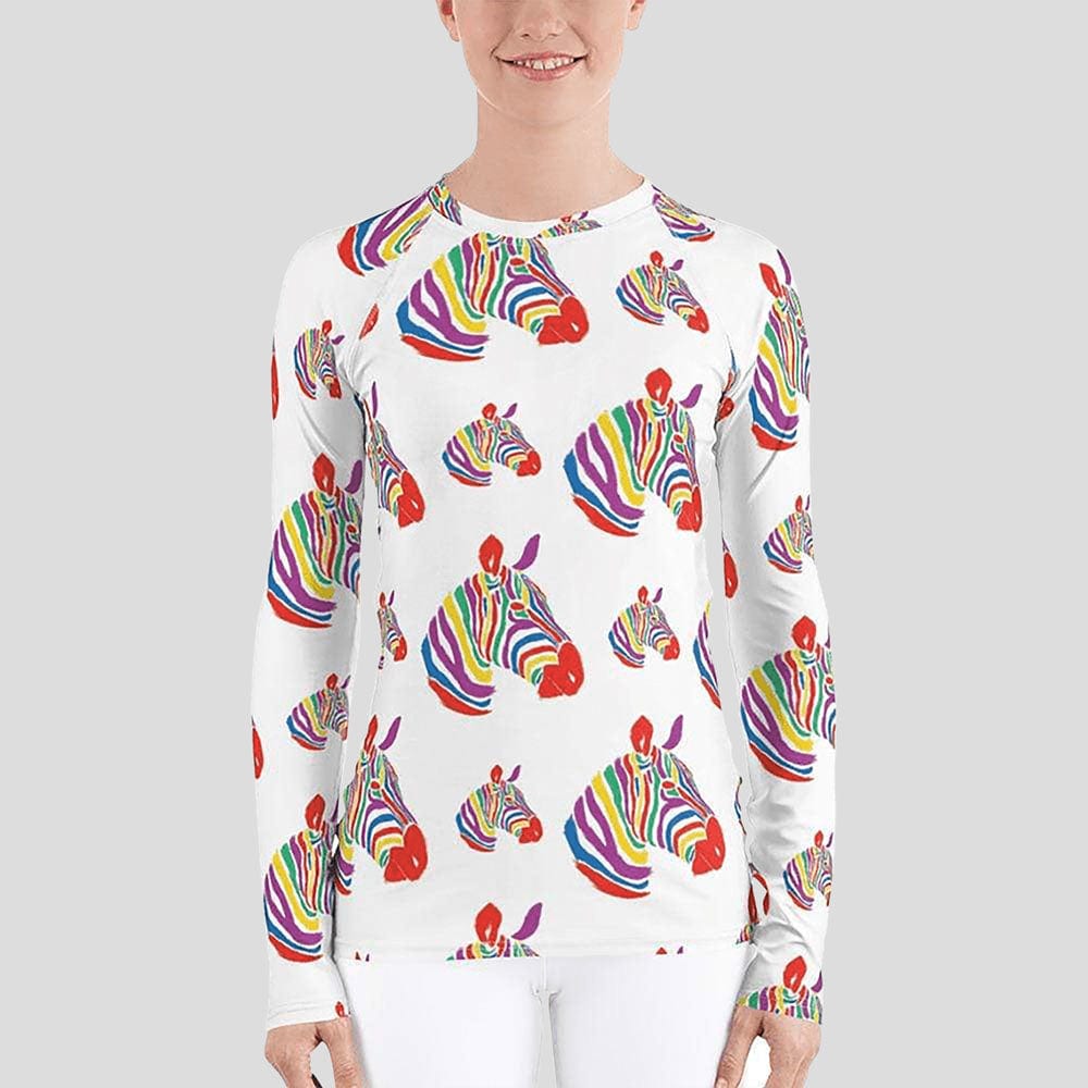 Zebra Rainbow Rash Guard Top (POD)