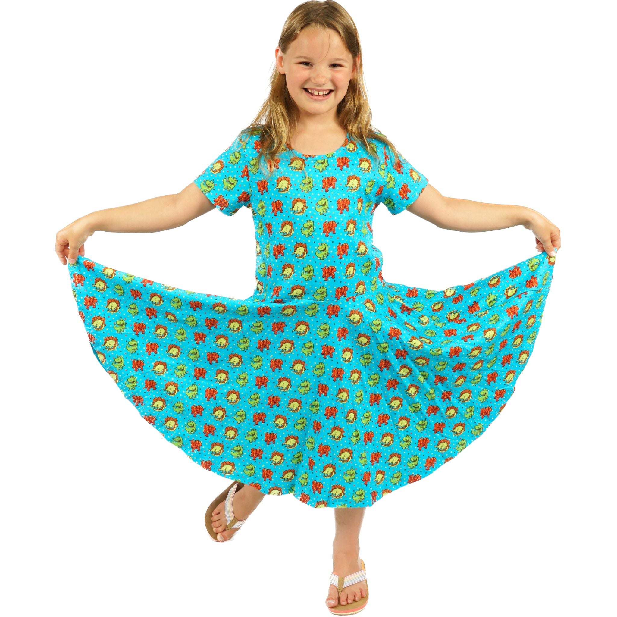 Dinosaurs Polka Dots Kids Twirl Dress