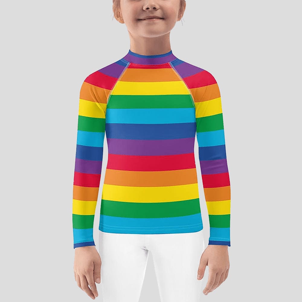 Rainbow Stripes Kids Rash Guard (POD)