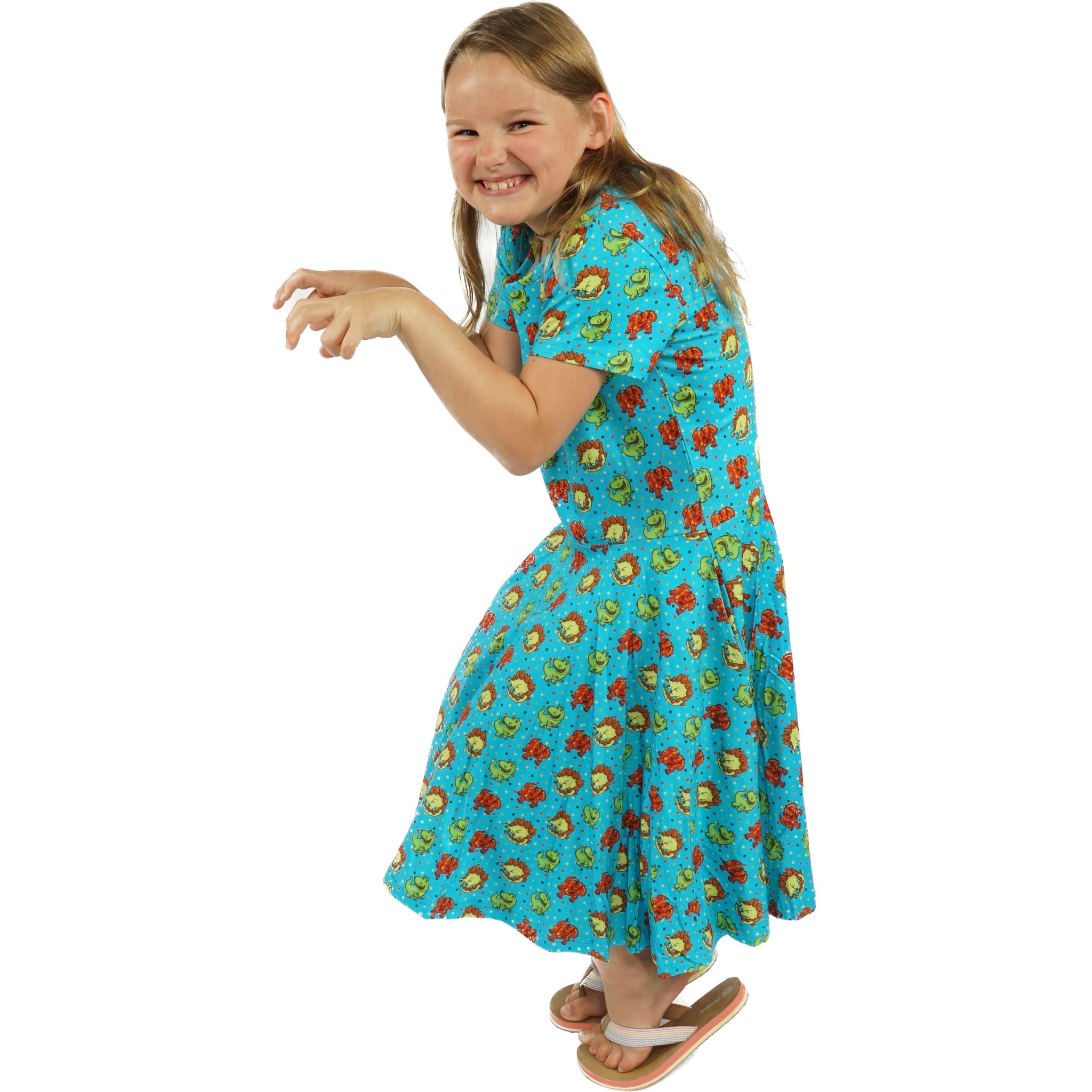Dinosaurs Polka Dots Kids Twirl Dress