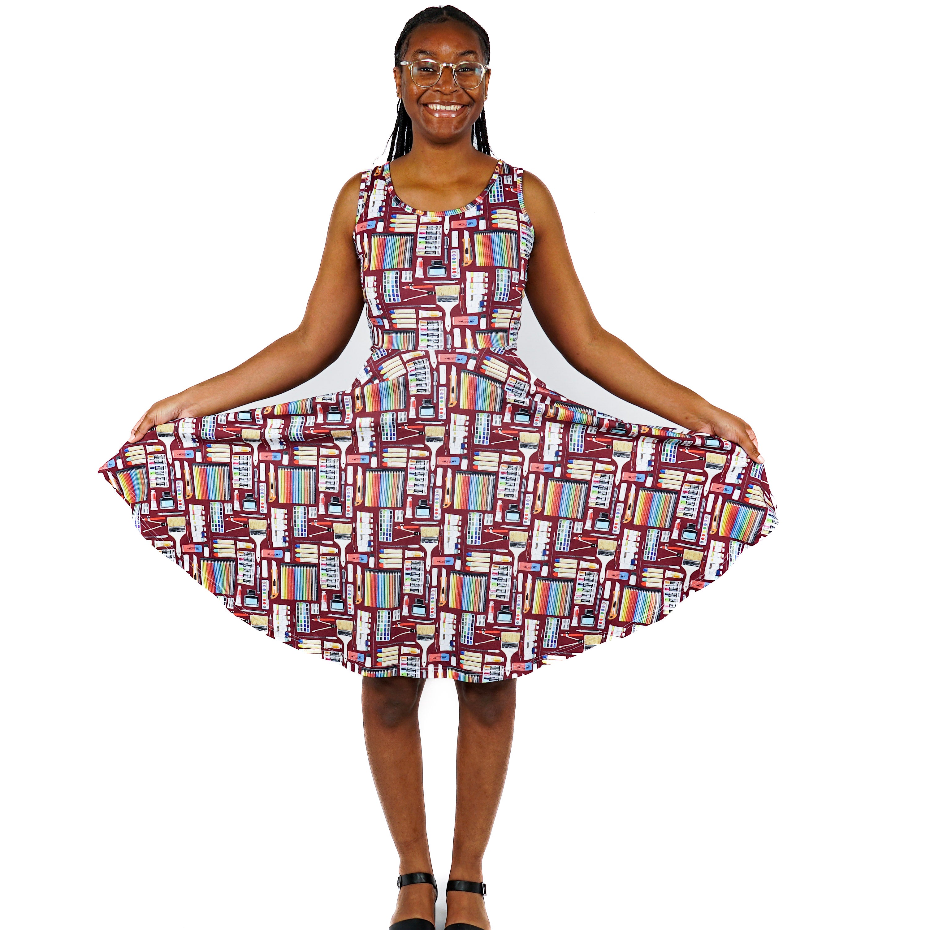 Art Supplies Sleeveless Twirl Dress