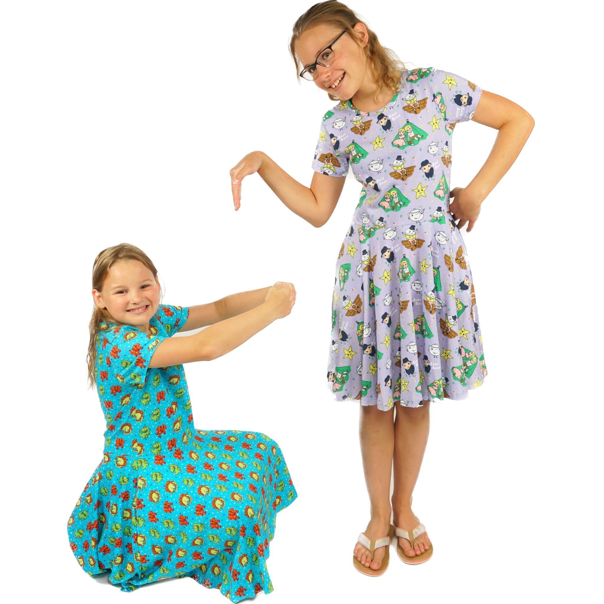 Dinosaurs Polka Dots Kids Twirl Dress