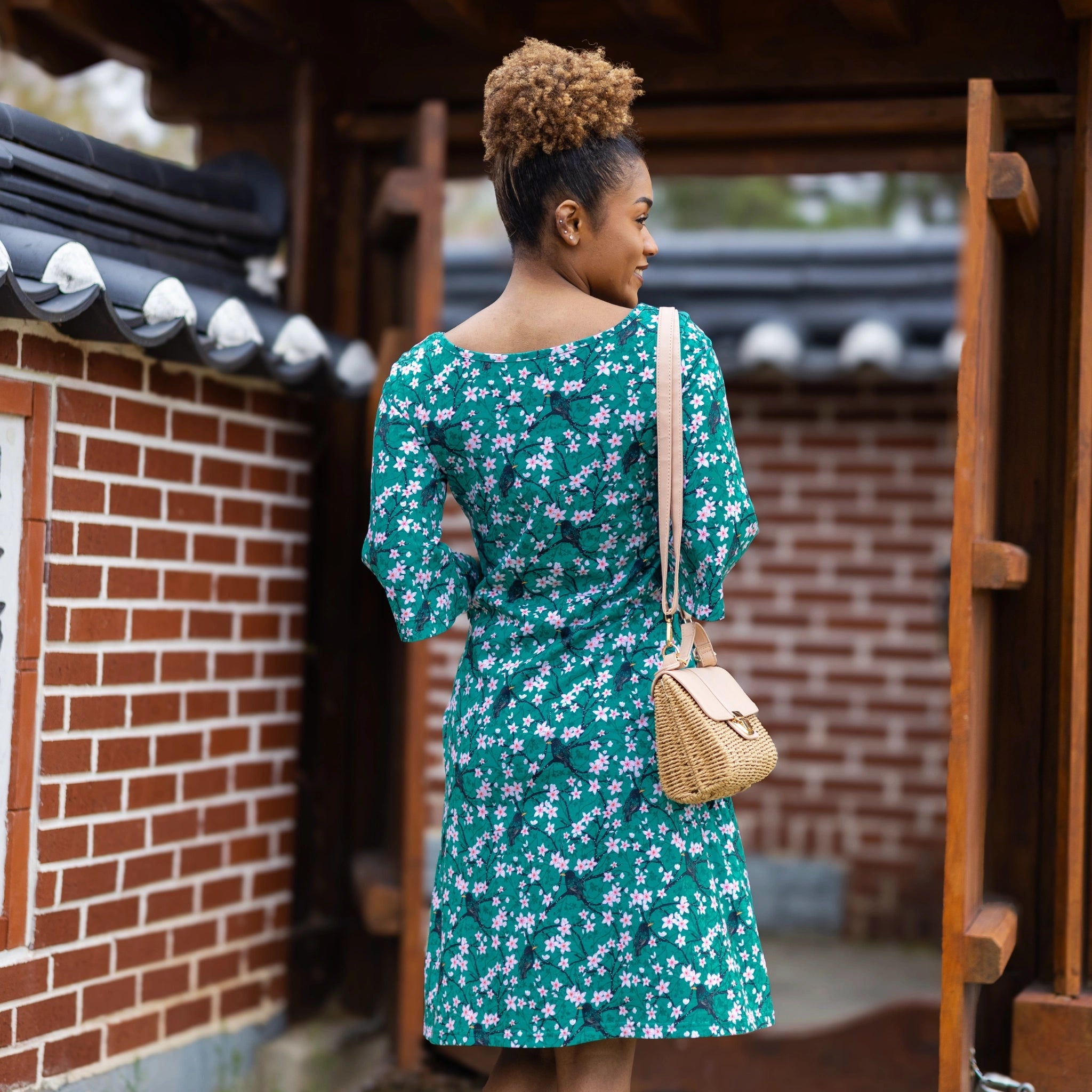 Sakura Starlings Bell Sleeve A-Line Dress