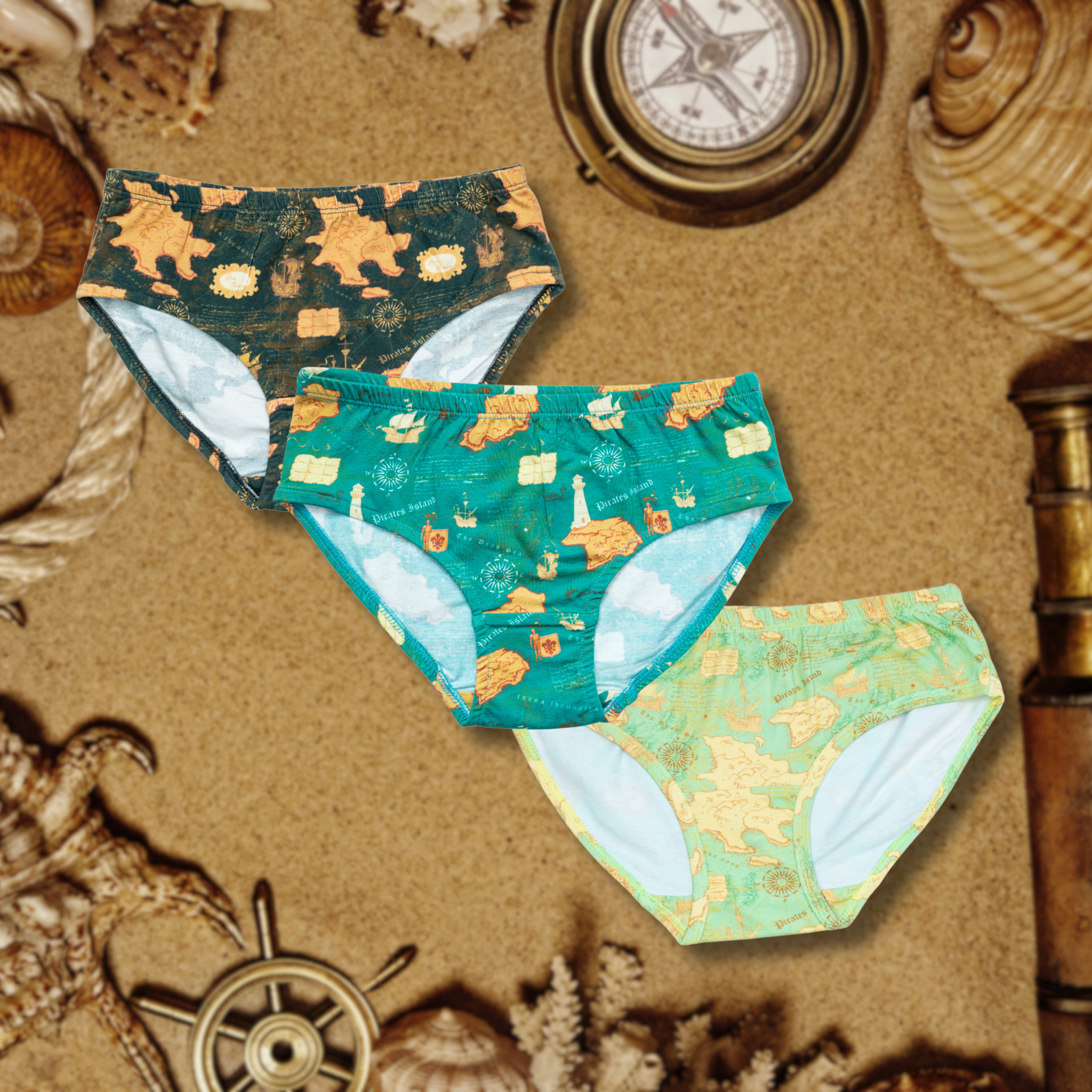 Nautical Chart Map Kids Underwear- 3 Pack