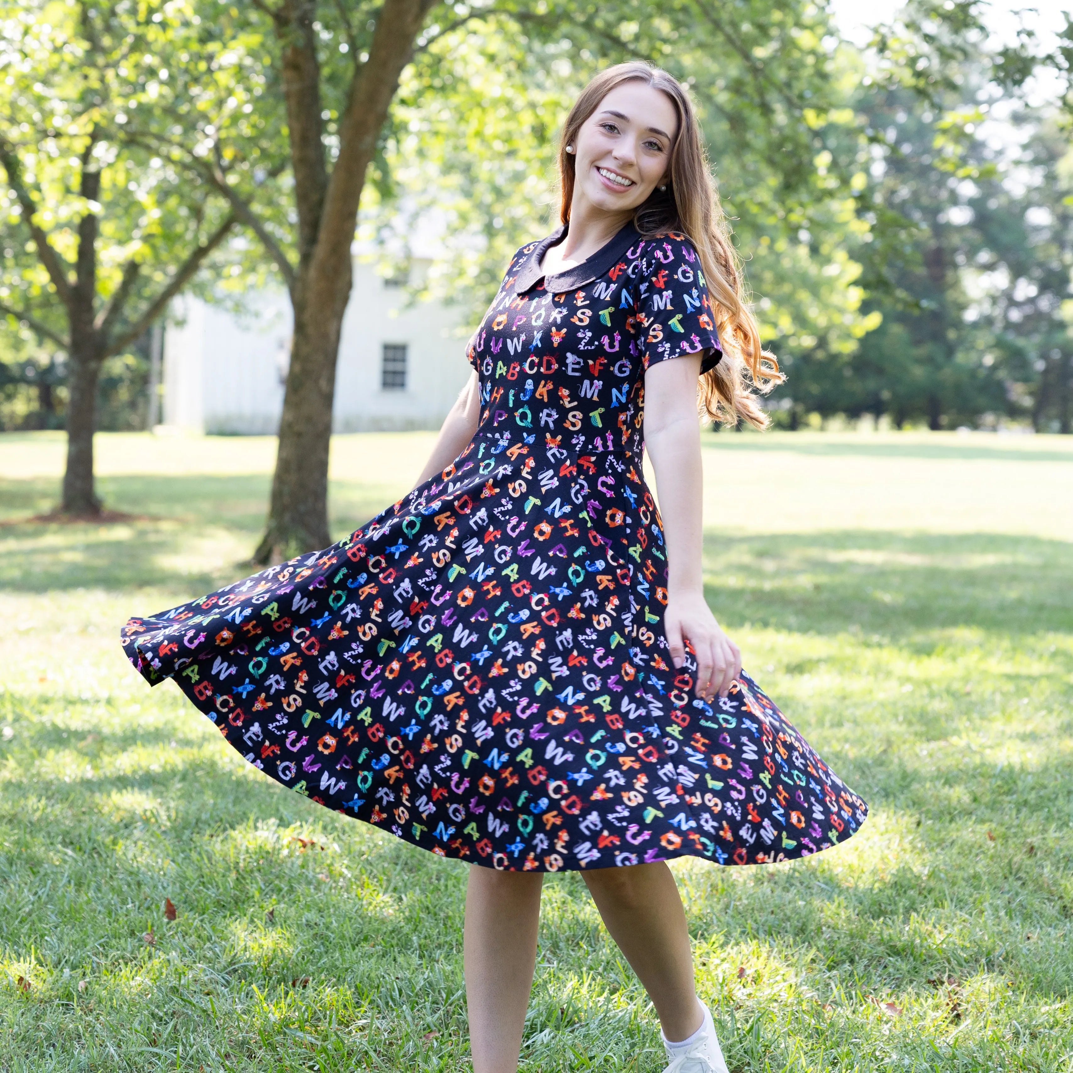 Animal Alphabet Collared Twirl Dress