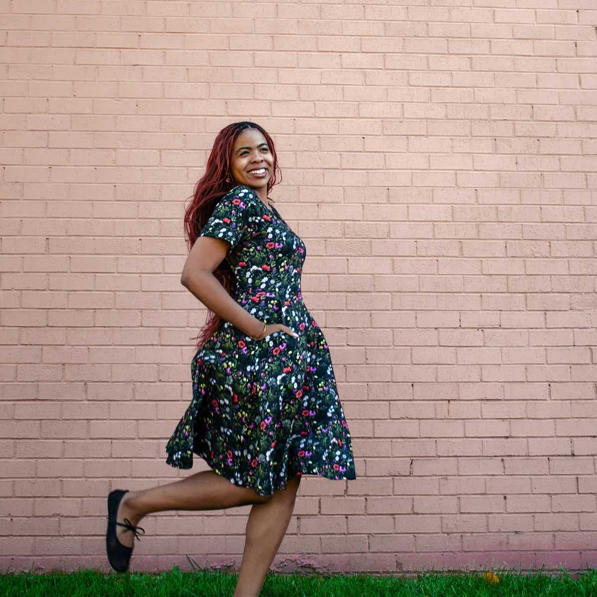 Botanical Night Twirl Dress with Pockets