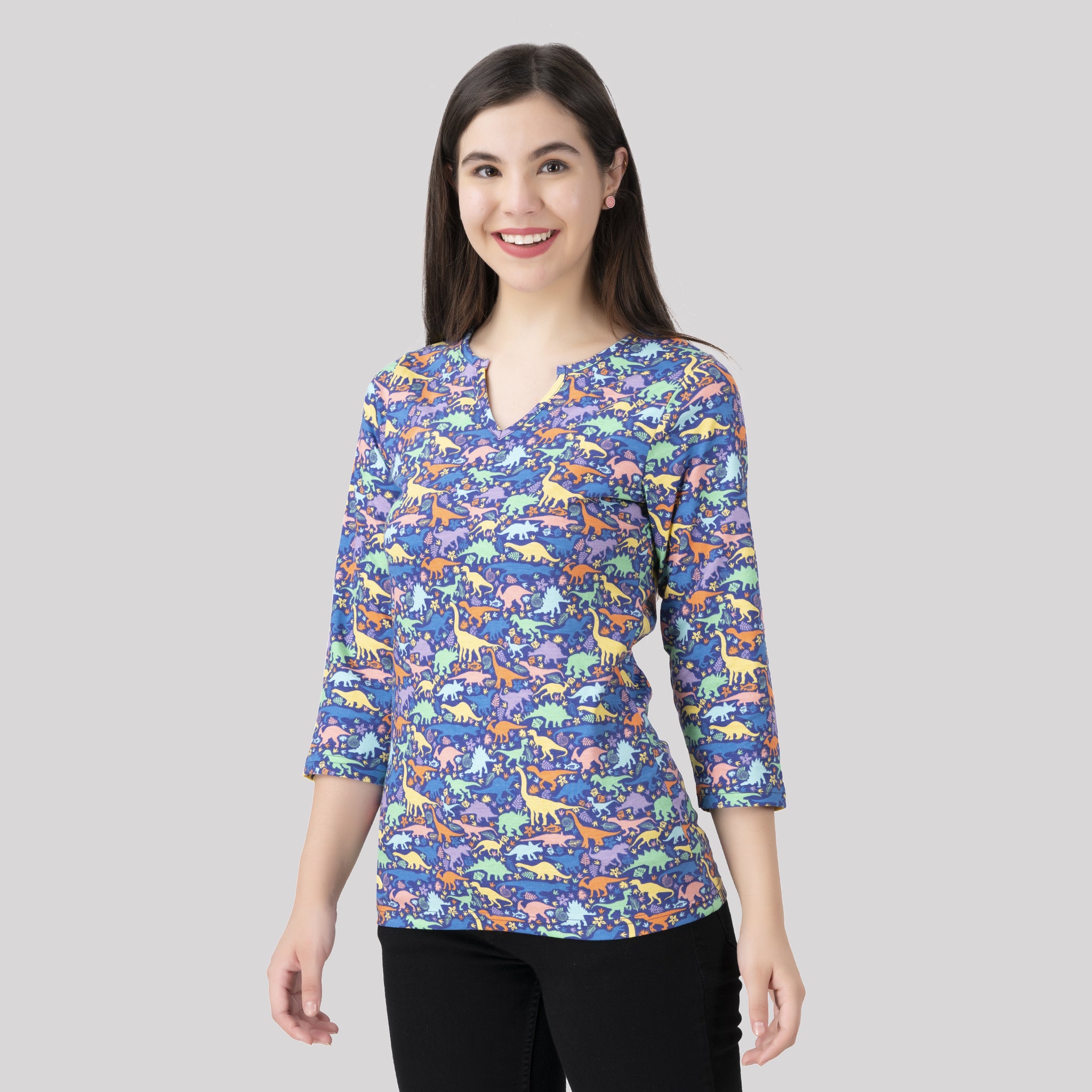 Dinosaurs & Fossils Split Neck Tunic Top