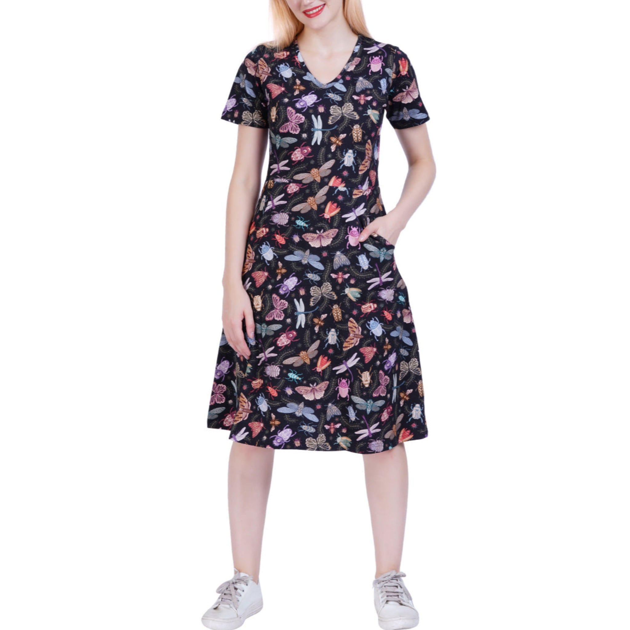 (Pre-order) Doodle Bugs A-Line Dress (With Waist Seam)