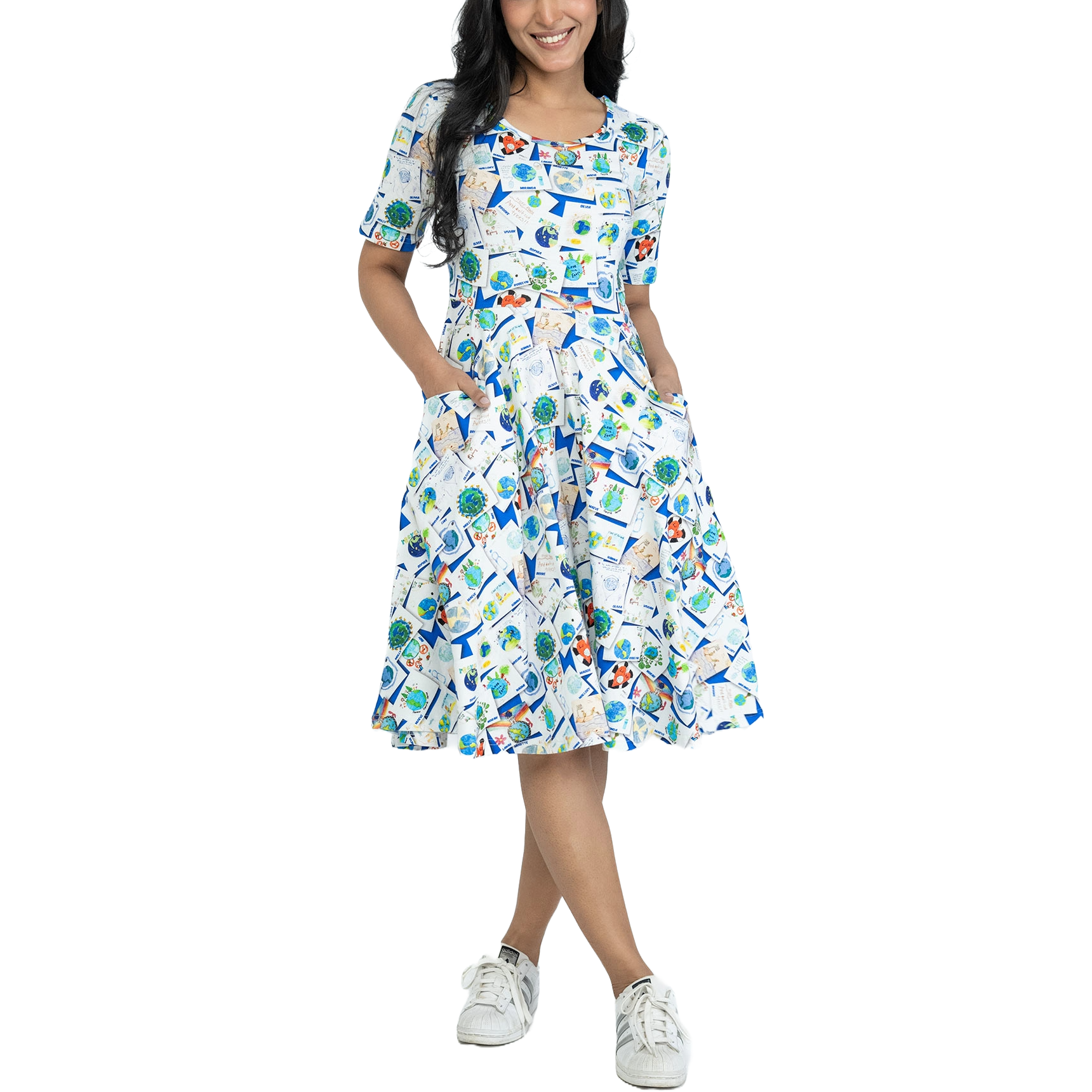 Save The Earth Kids' Art Fit & Flare Dress