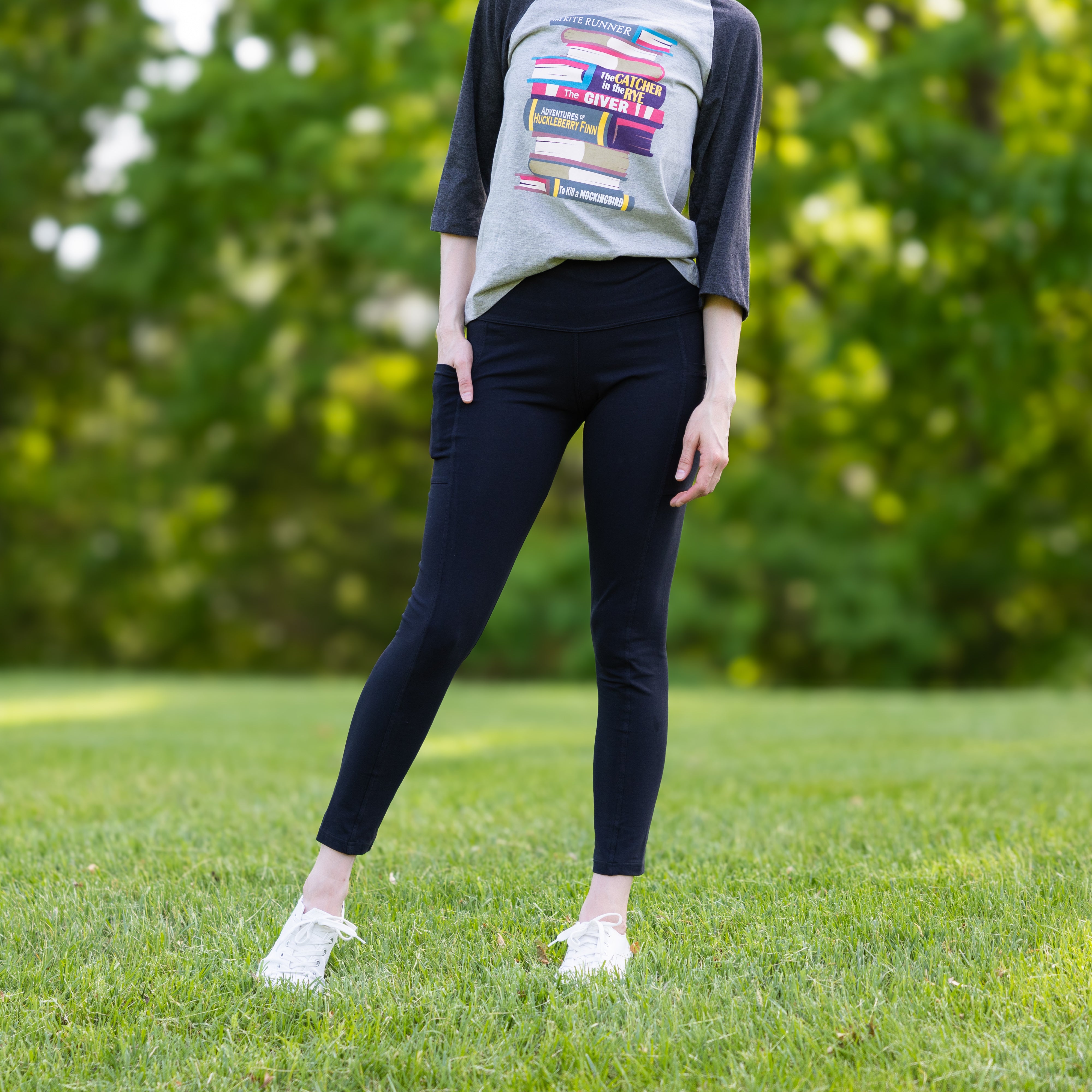 Black Adults Athletic Fit Leggings with Pockets