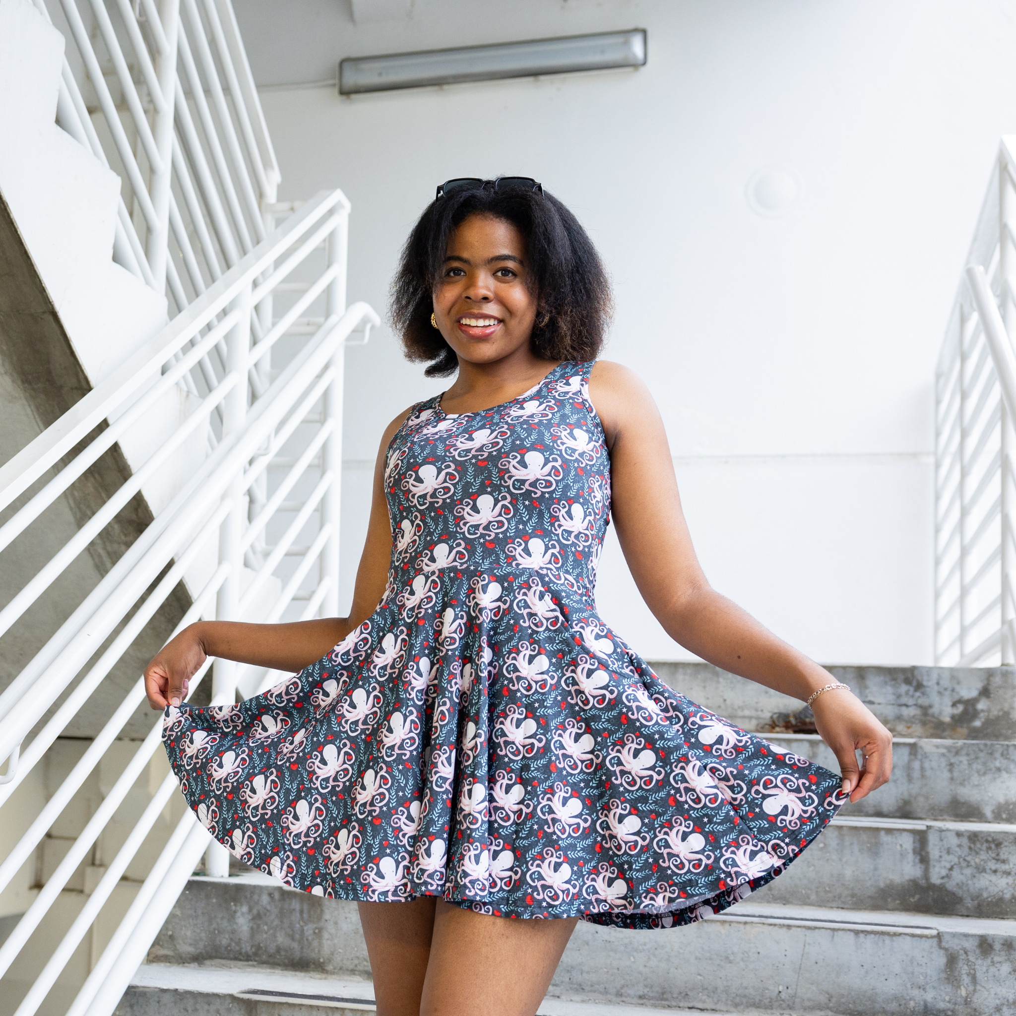 Floral Octopus Skater Dress
