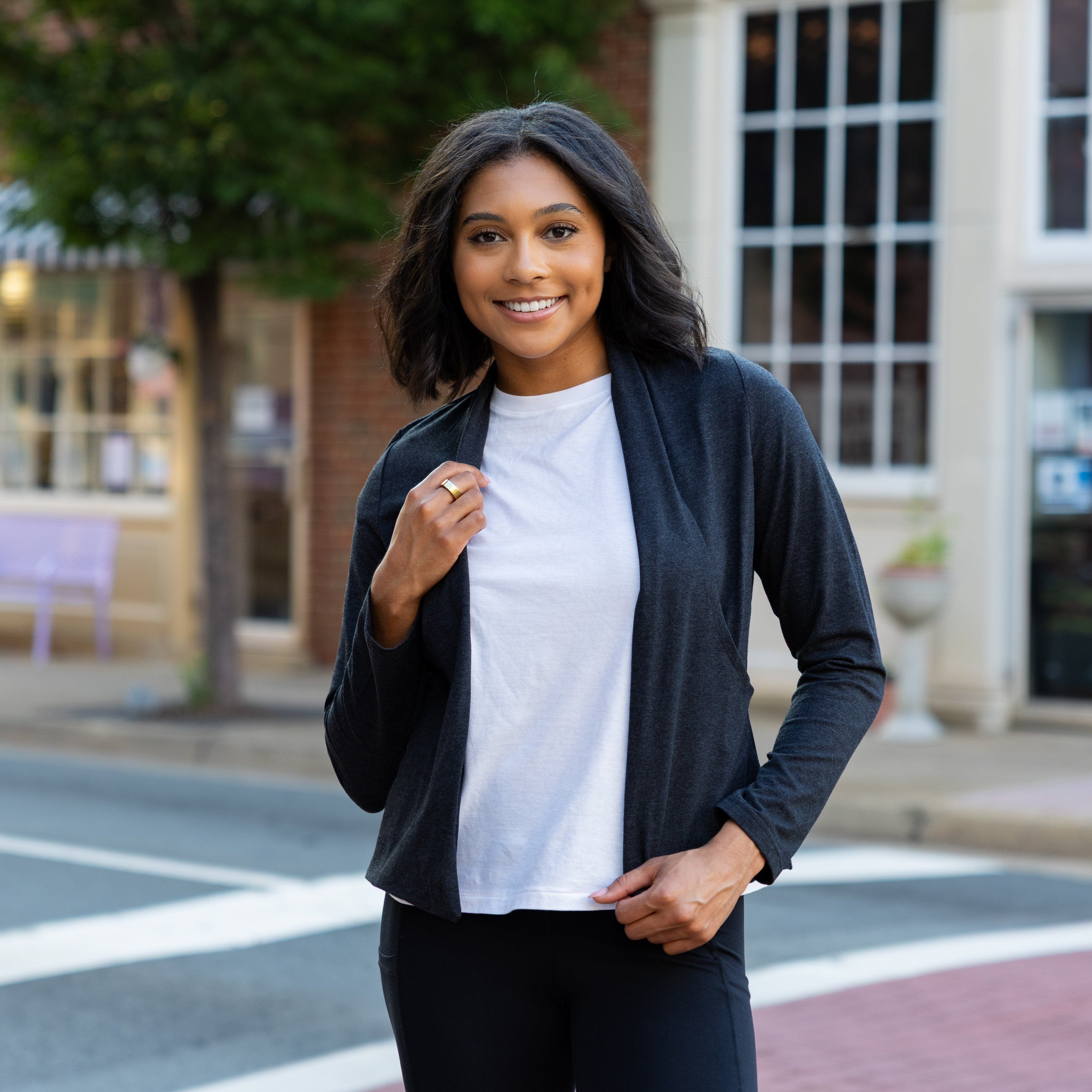 Dark Grey Shorter-Length Cardigan