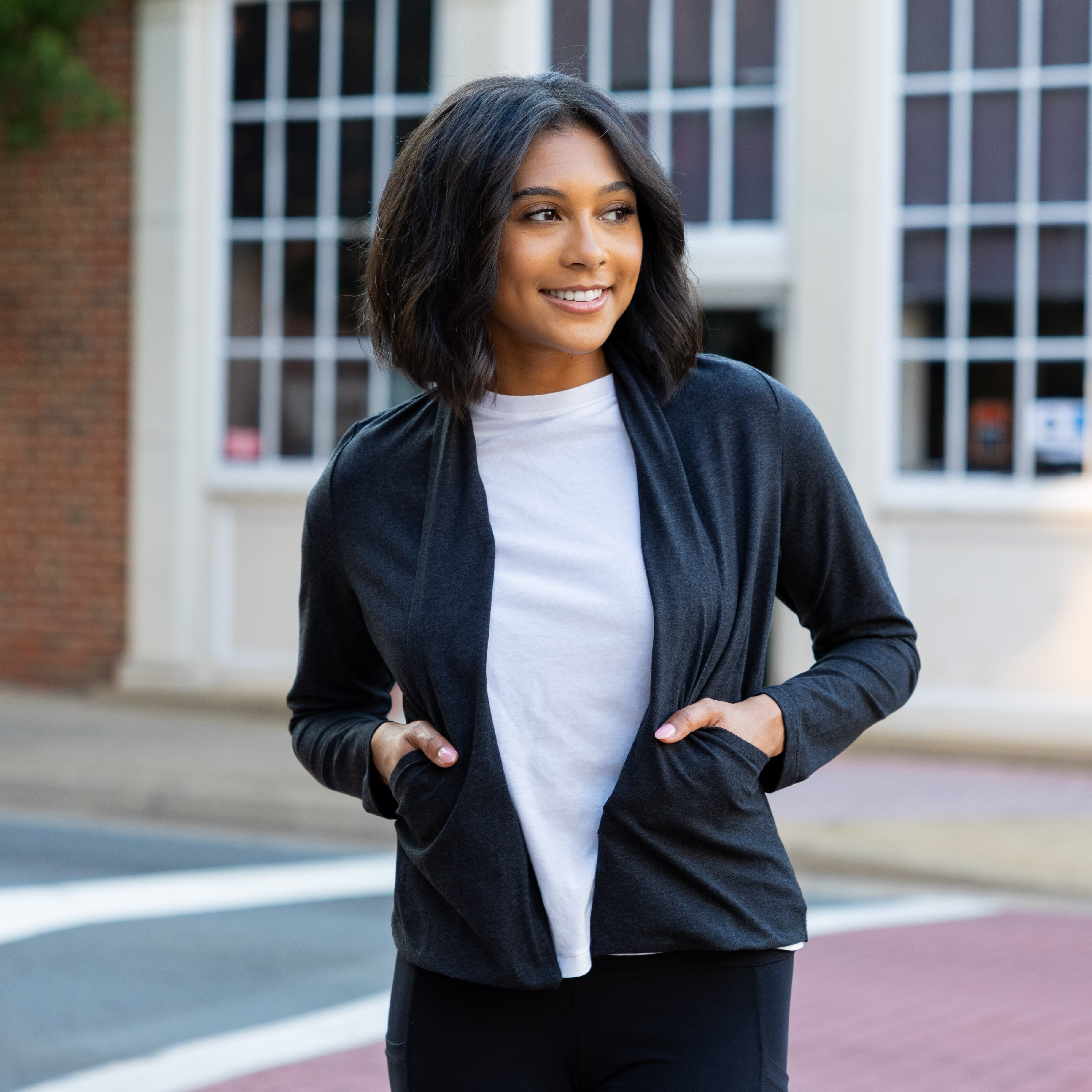 Dark Grey Shorter-Length Cardigan