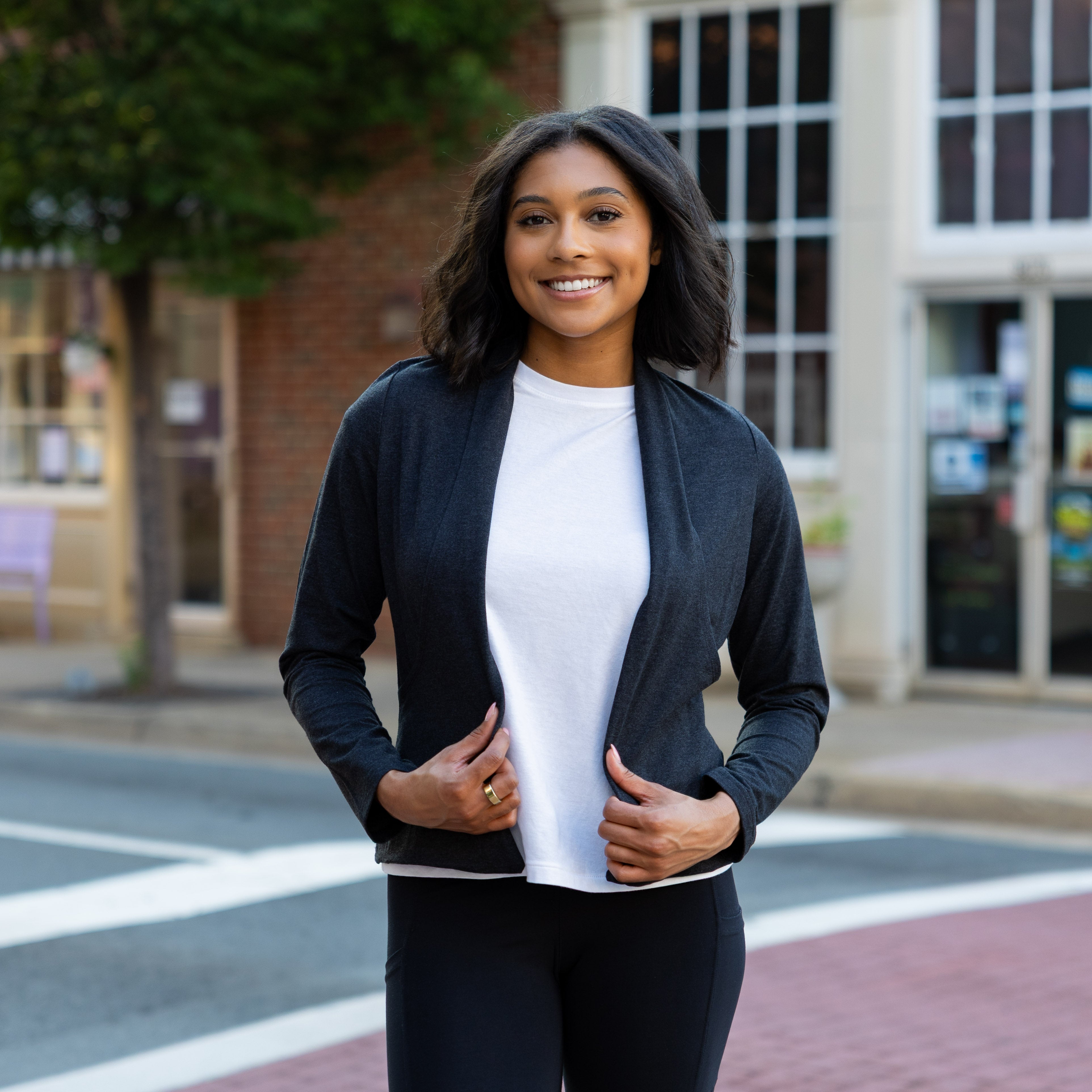 Dark Grey Shorter-Length Cardigan