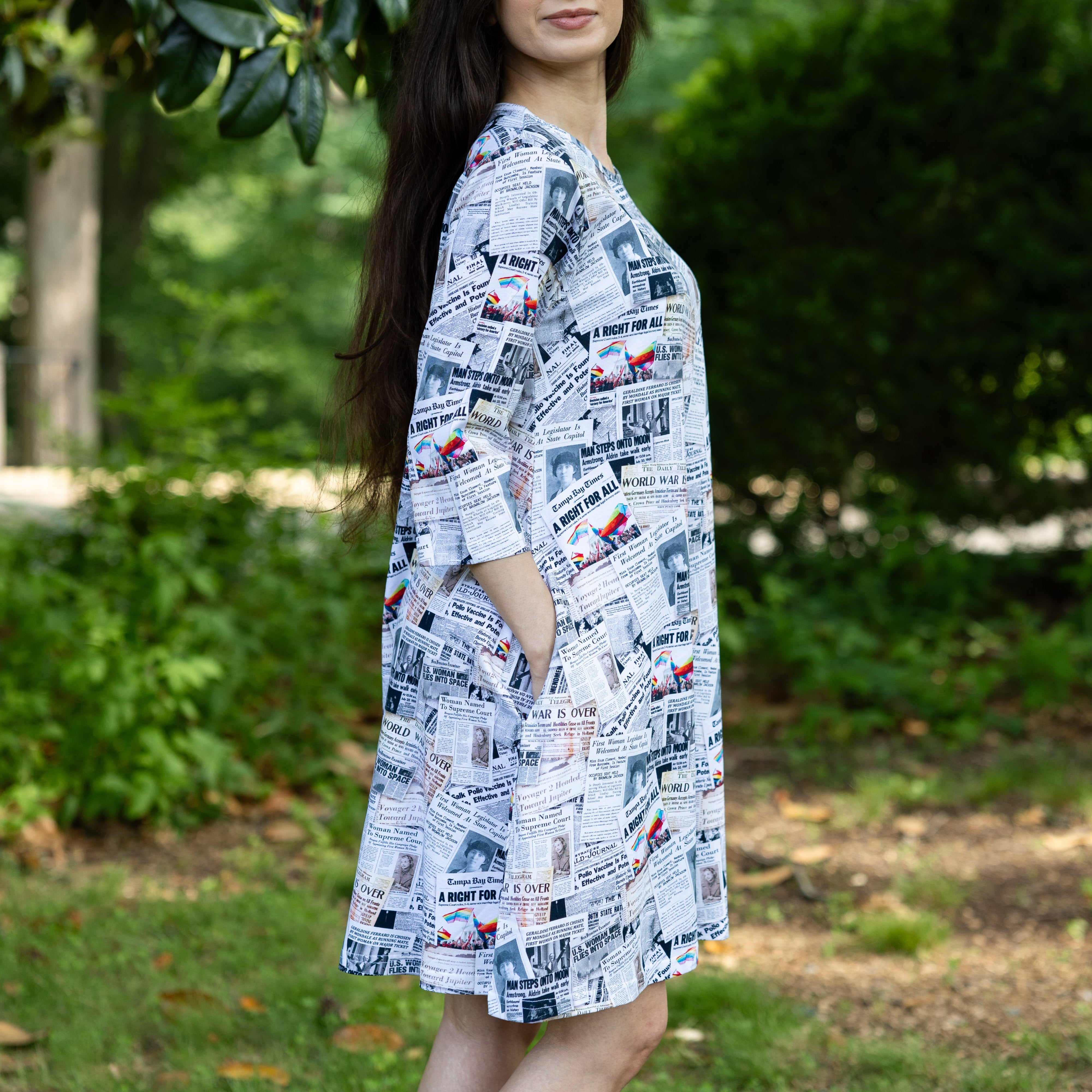 Happy Headlines 3/4th Sleeves Long Tunic