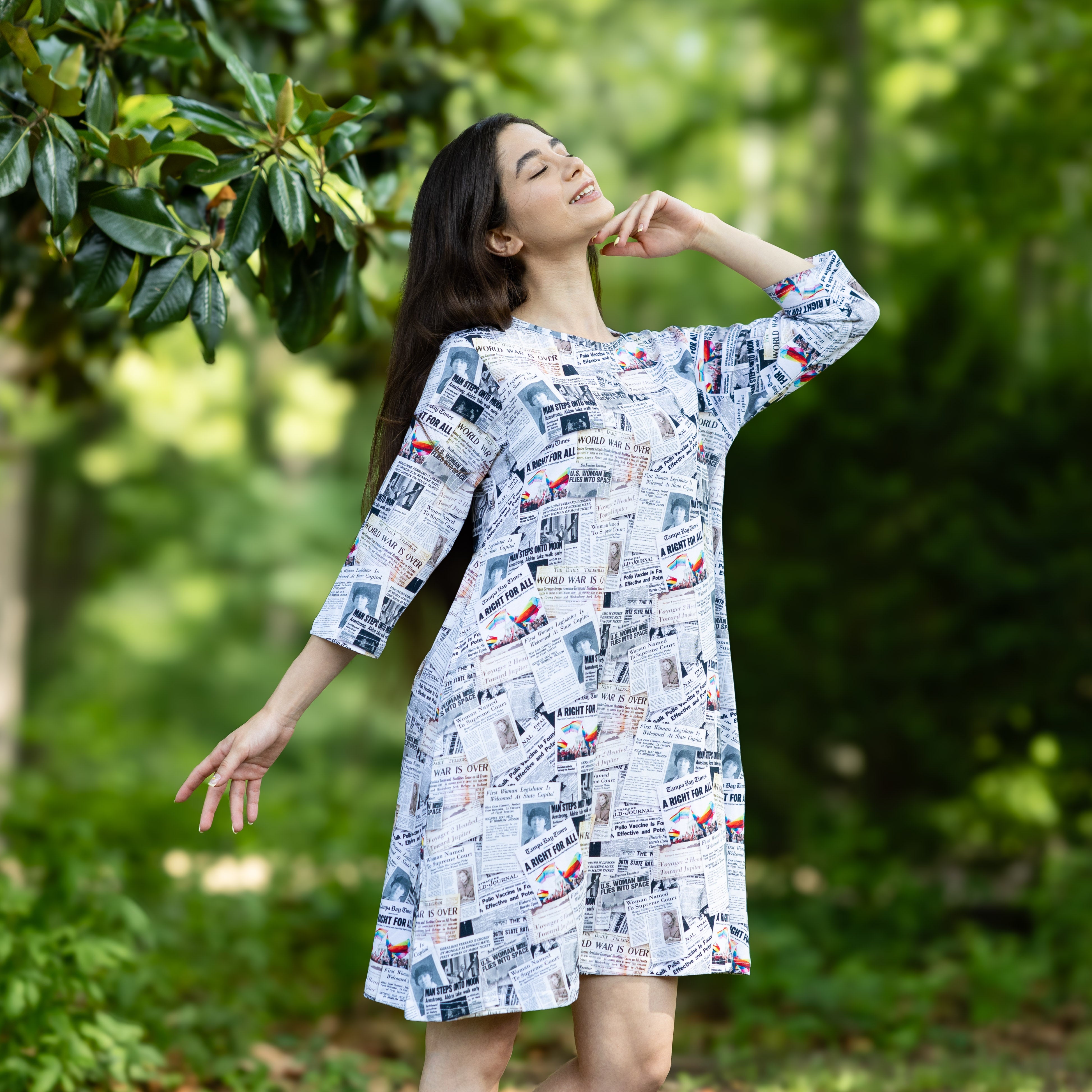 Happy Headlines 3/4th Sleeves Long Tunic