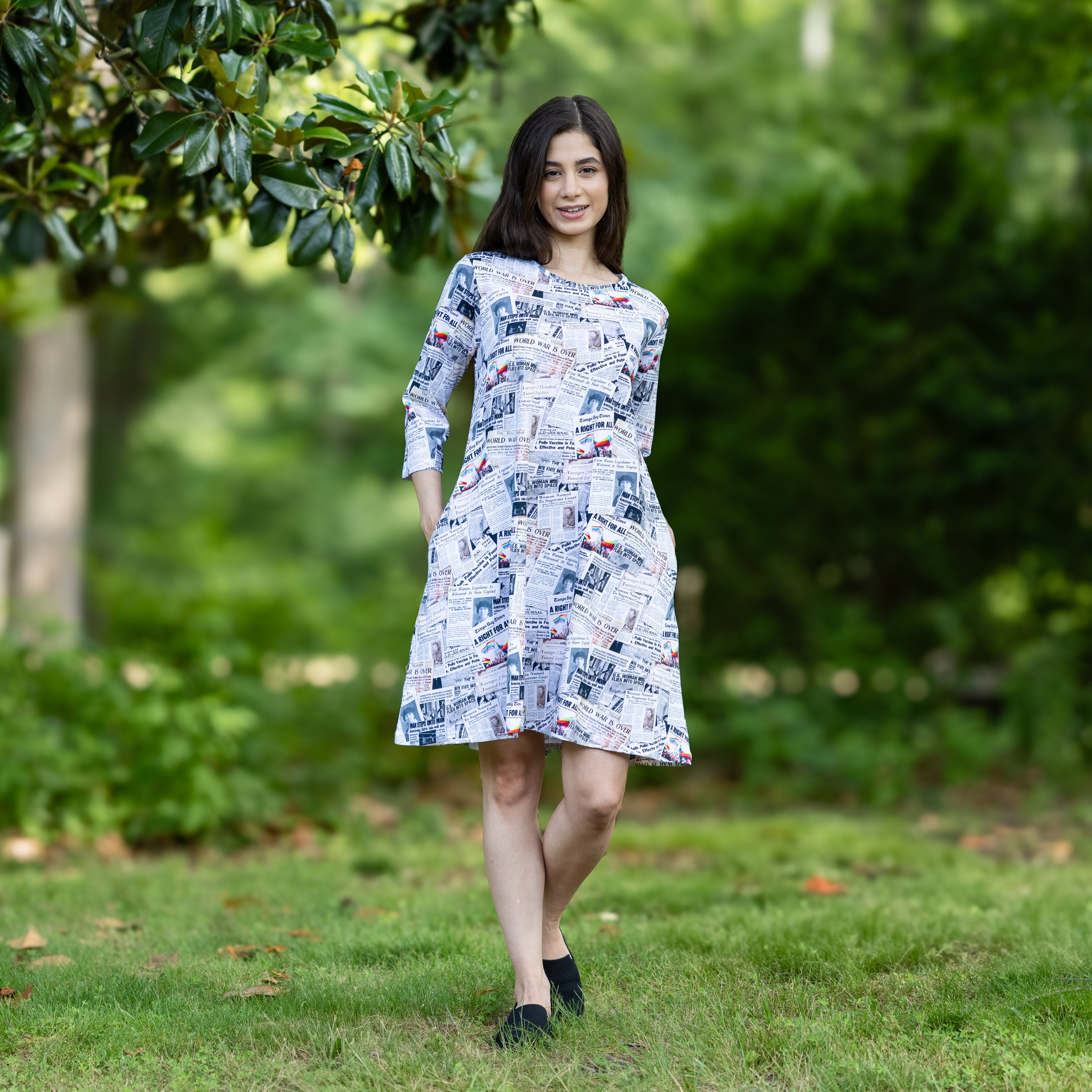 Happy Headlines 3/4th Sleeves Long Tunic