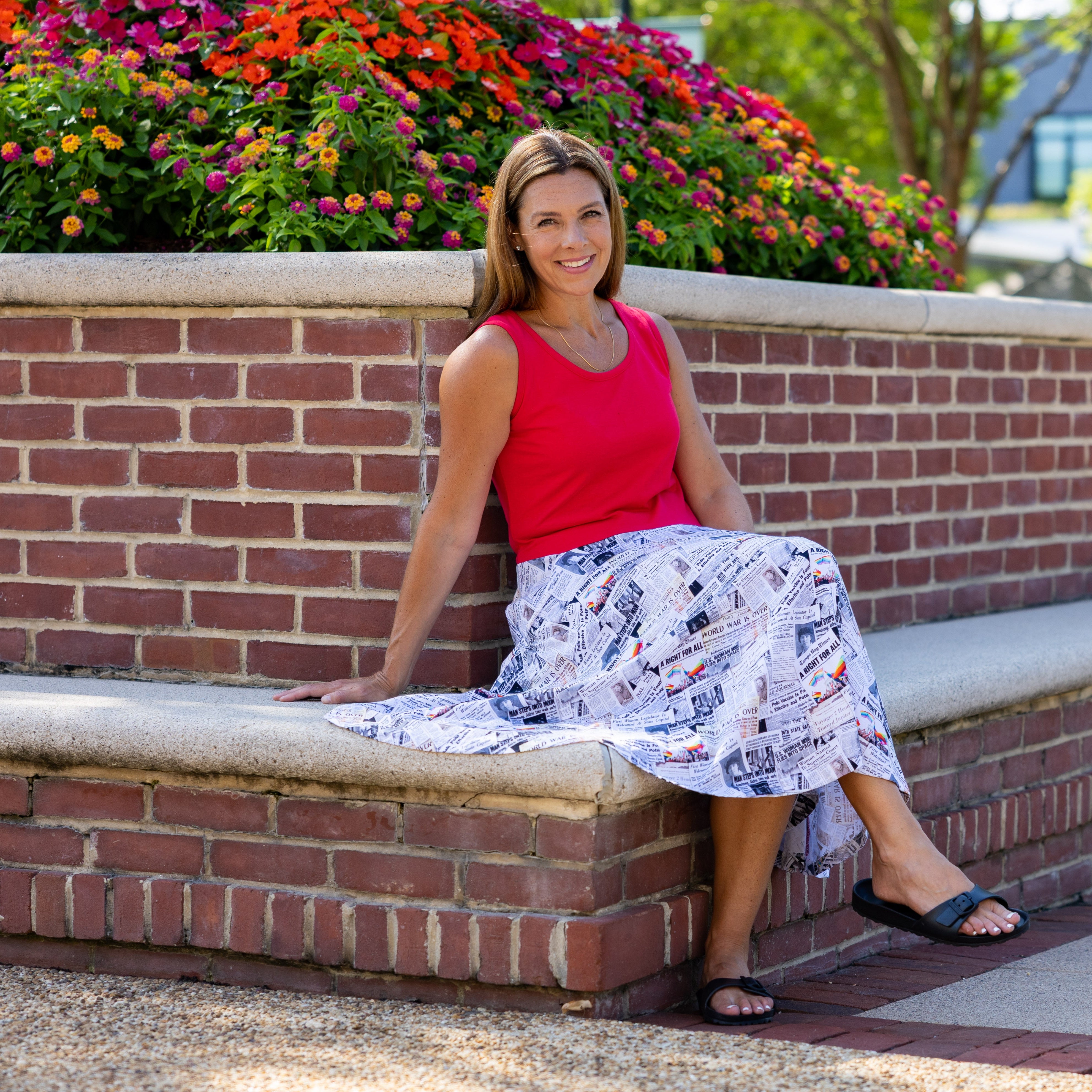 Happy Headlines Sleeveless Twirl Dress