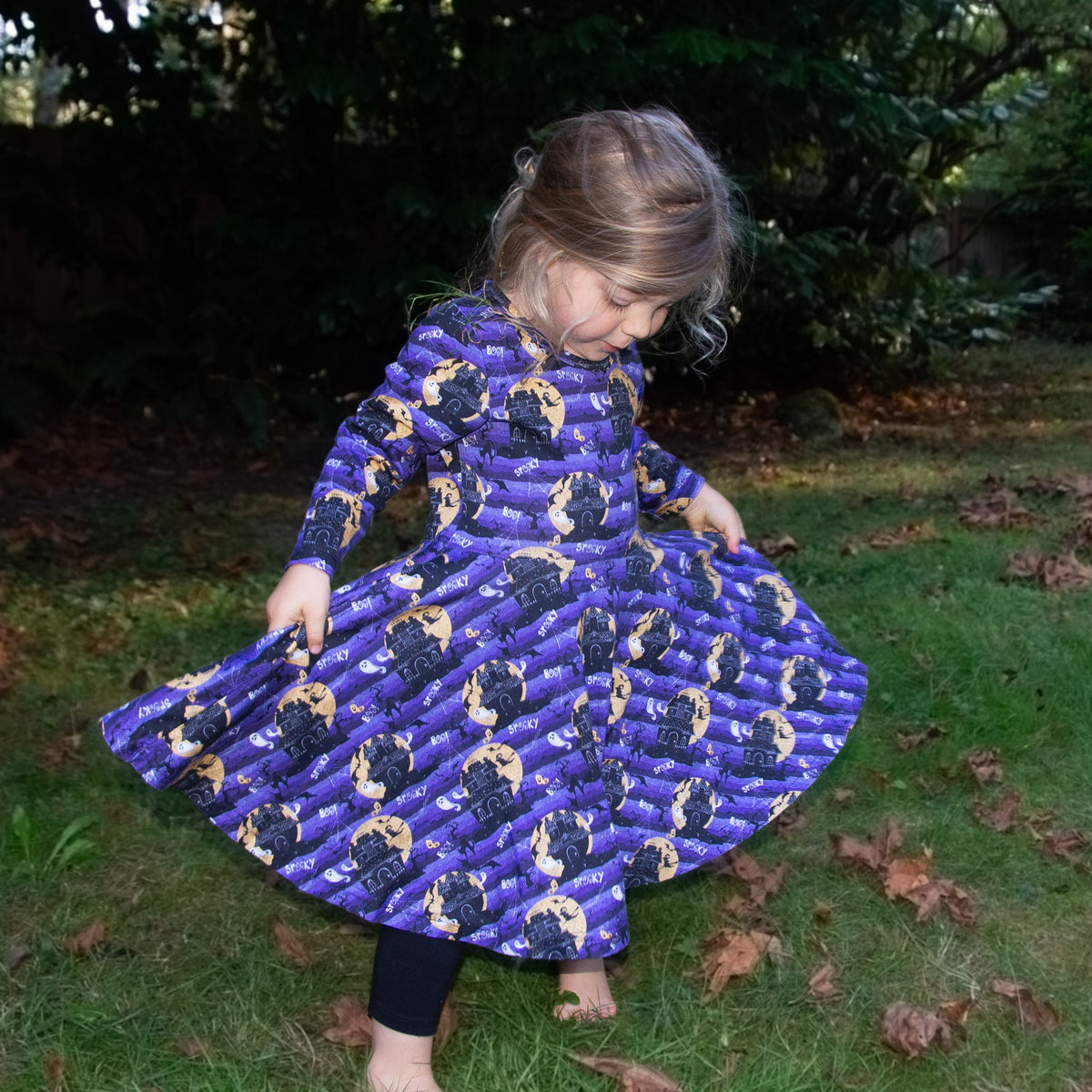 Haunted Houses Kids Twirl Dress with Pockets