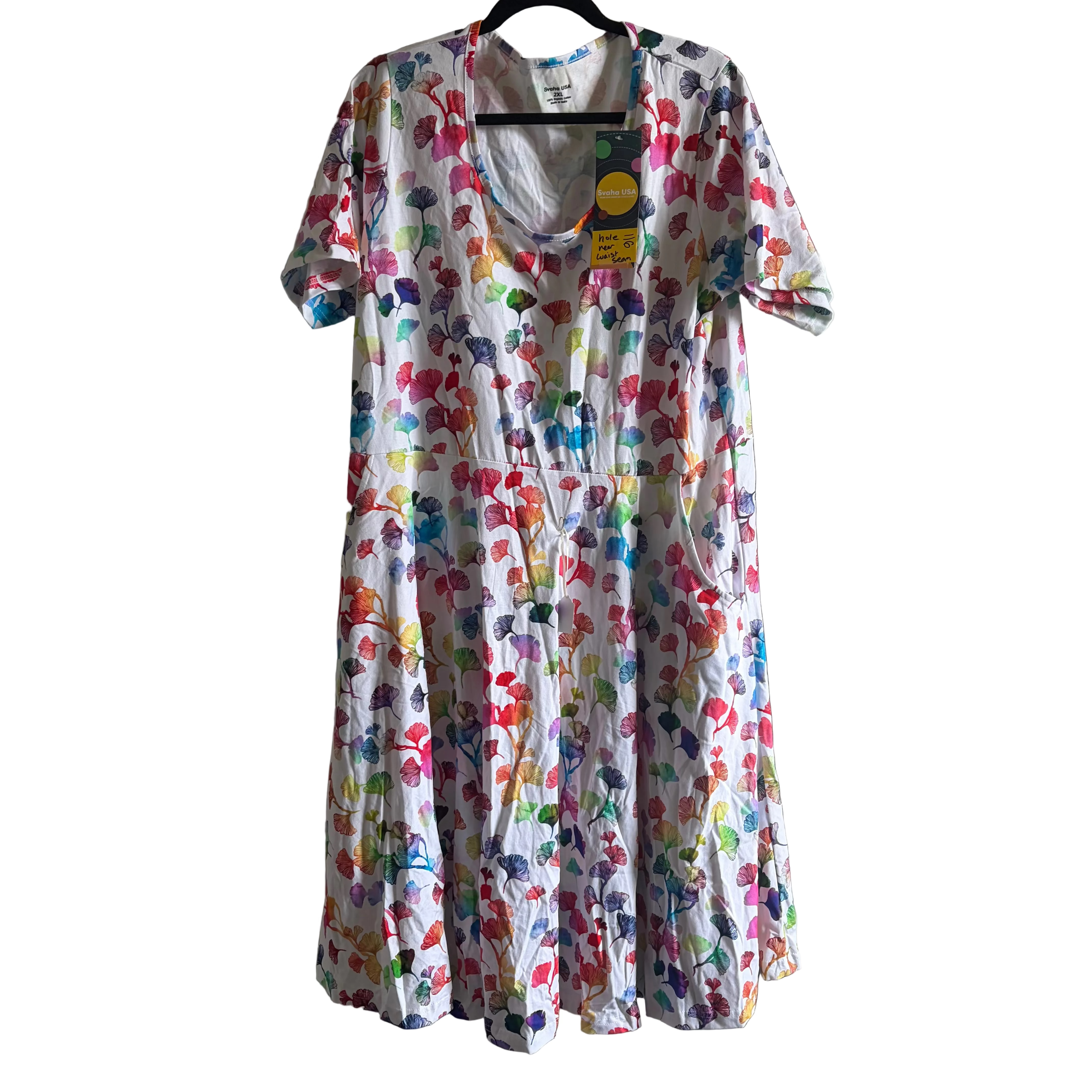 Rainbow Gingko Leaves Dress Sample - XL