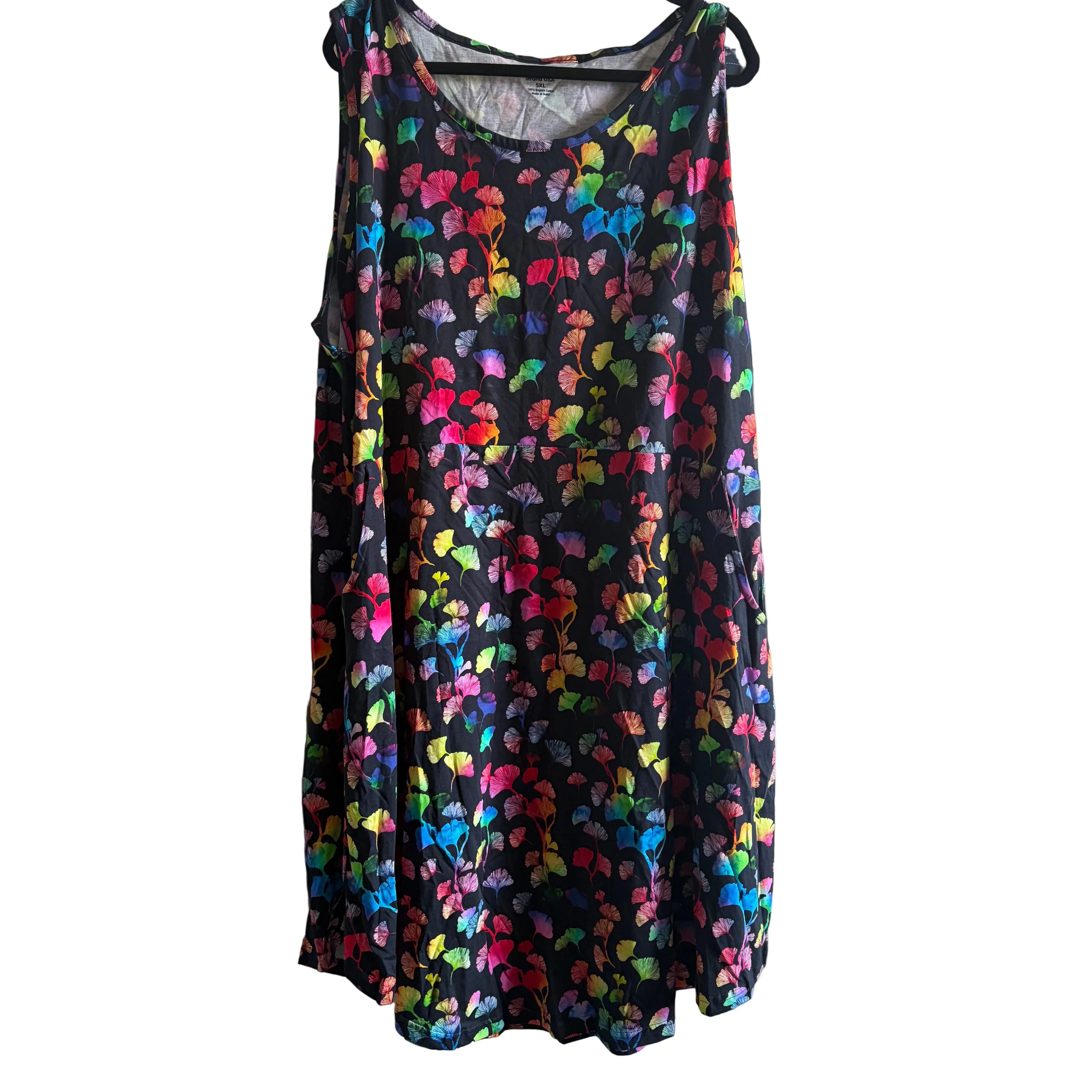 Rainbow Ginkgo Leaves Dress Sample - 5XL