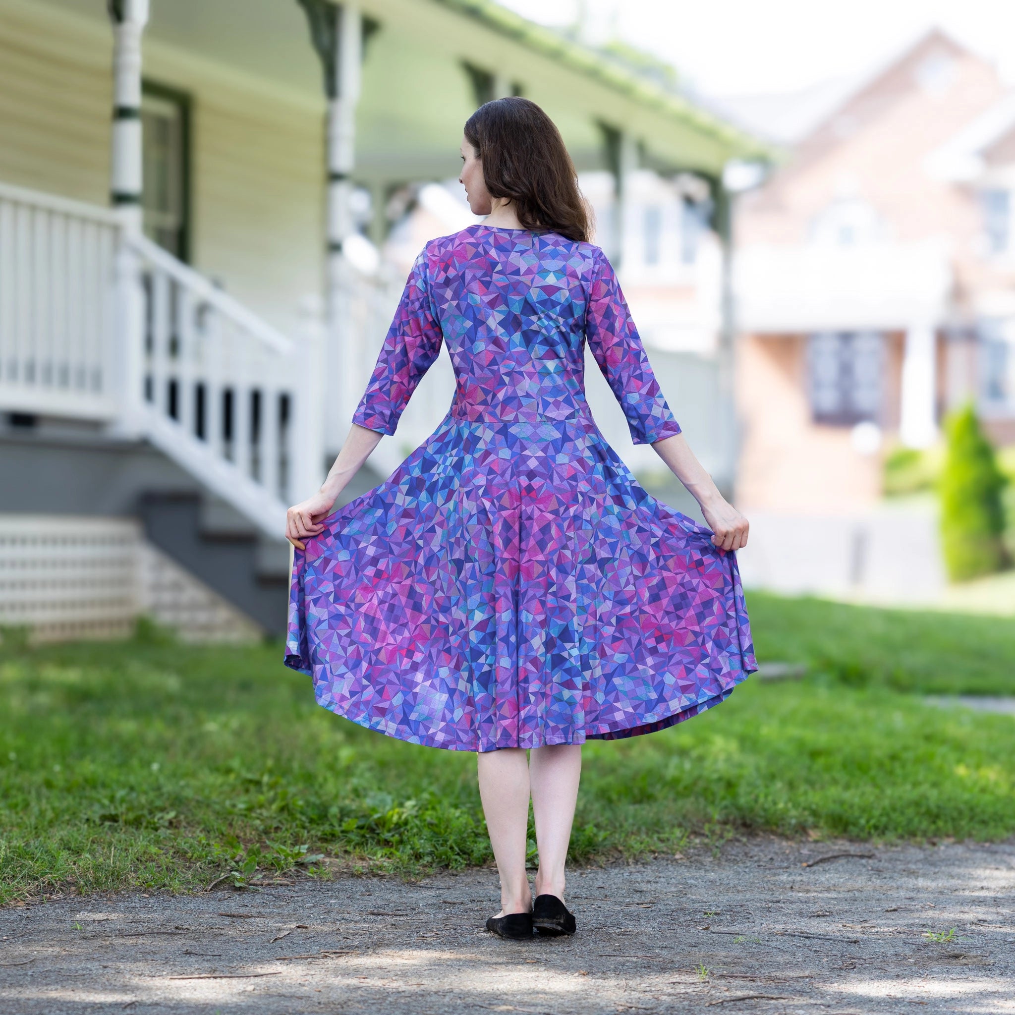 Kaleidoscope 3/4th Sleeves Twirl Dress