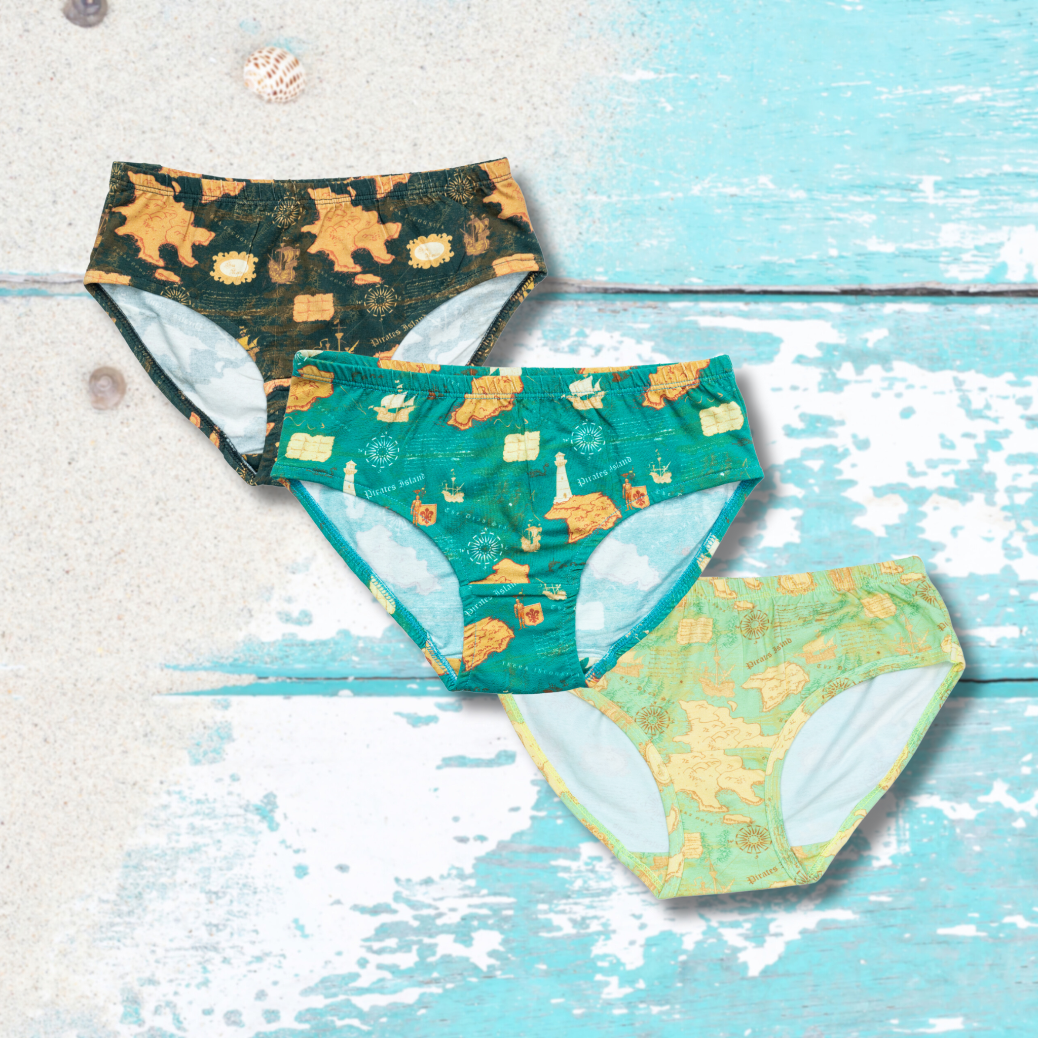 Nautical Chart Map Adults Underwear- 3 Pack