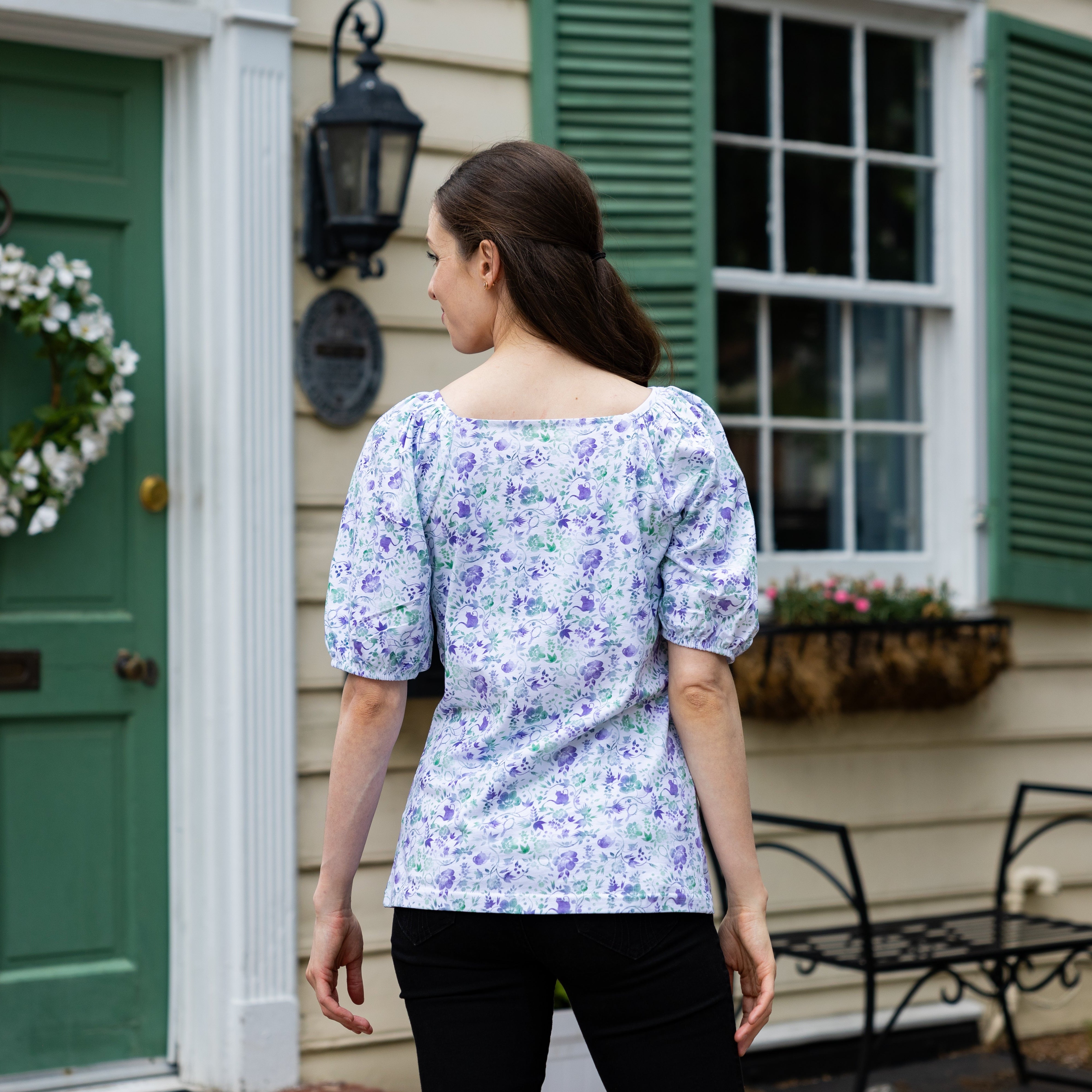 Mirror and Teacup Square-Neck Top