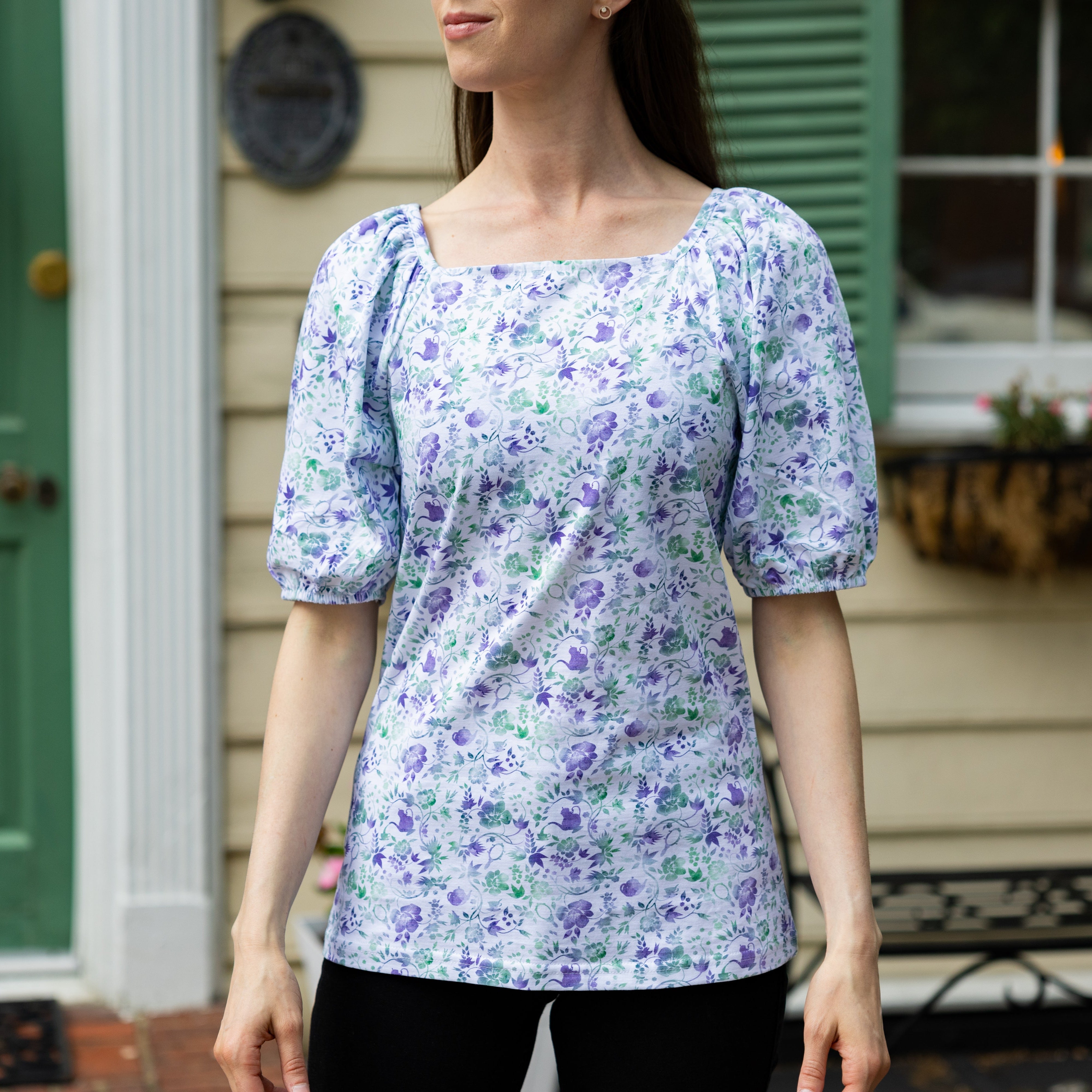 Mirror and Teacup Square-Neck Top