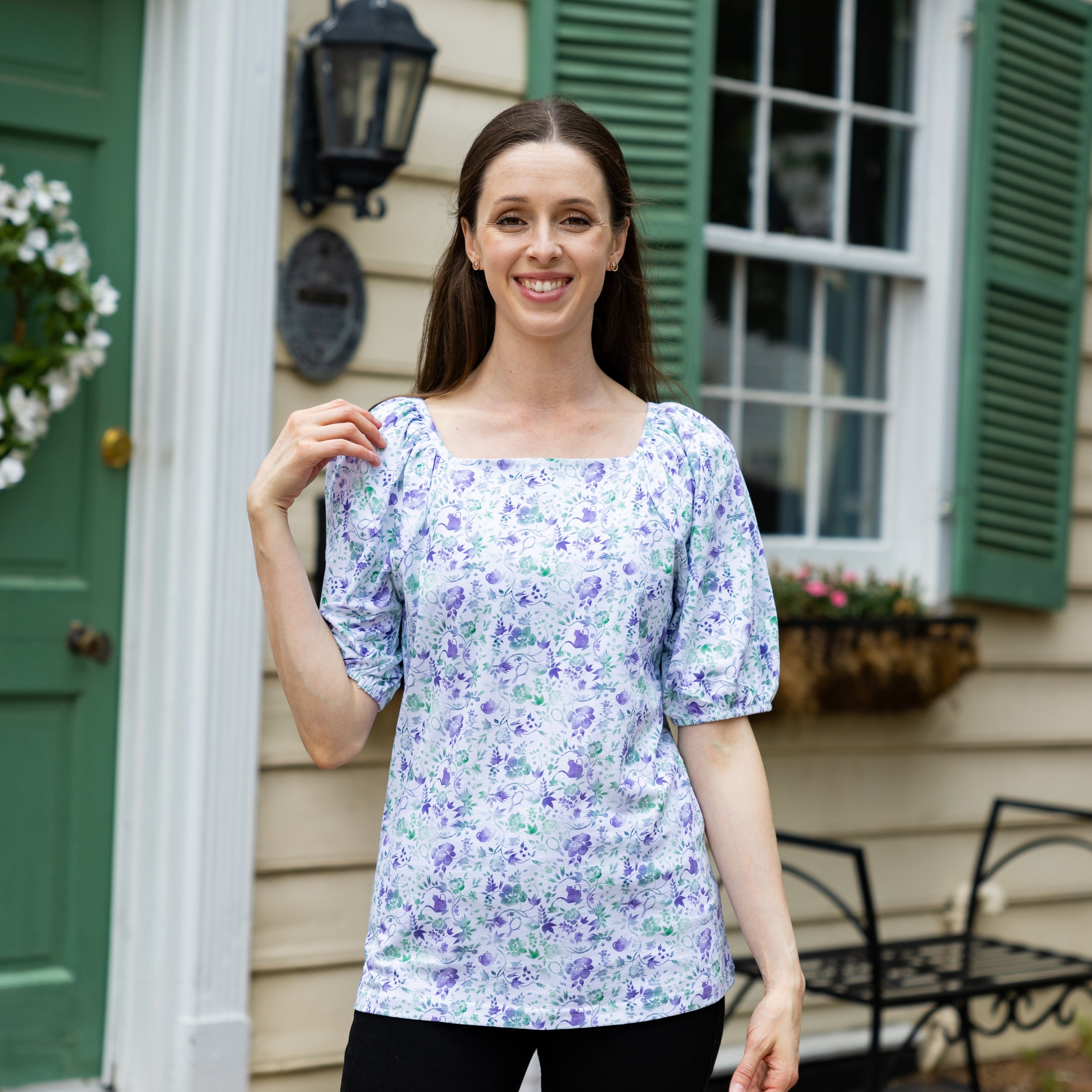 Mirror and Teacup Square-Neck Top