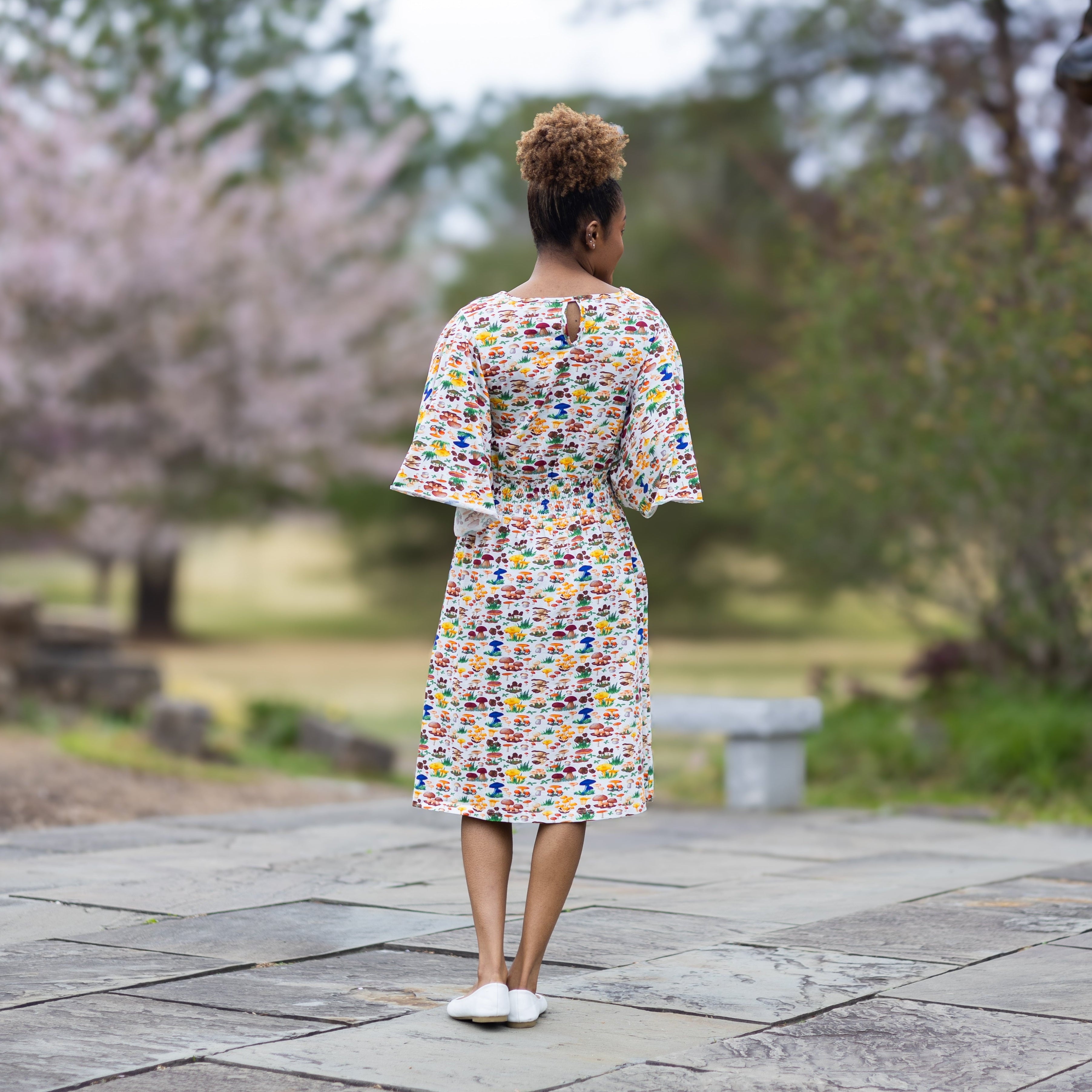 Mushrooms Smocked Waist Dress