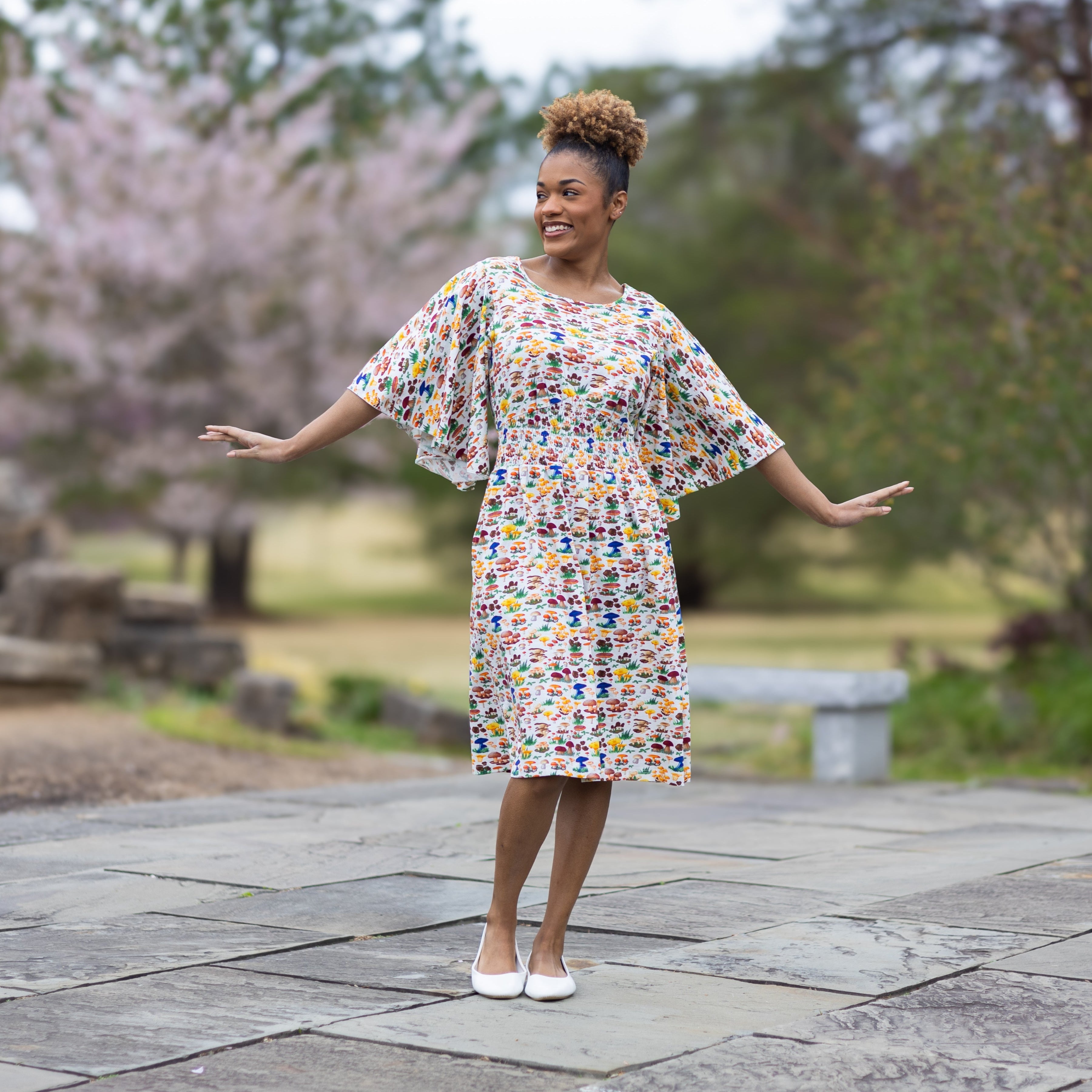 Mushrooms Smocked Waist Dress