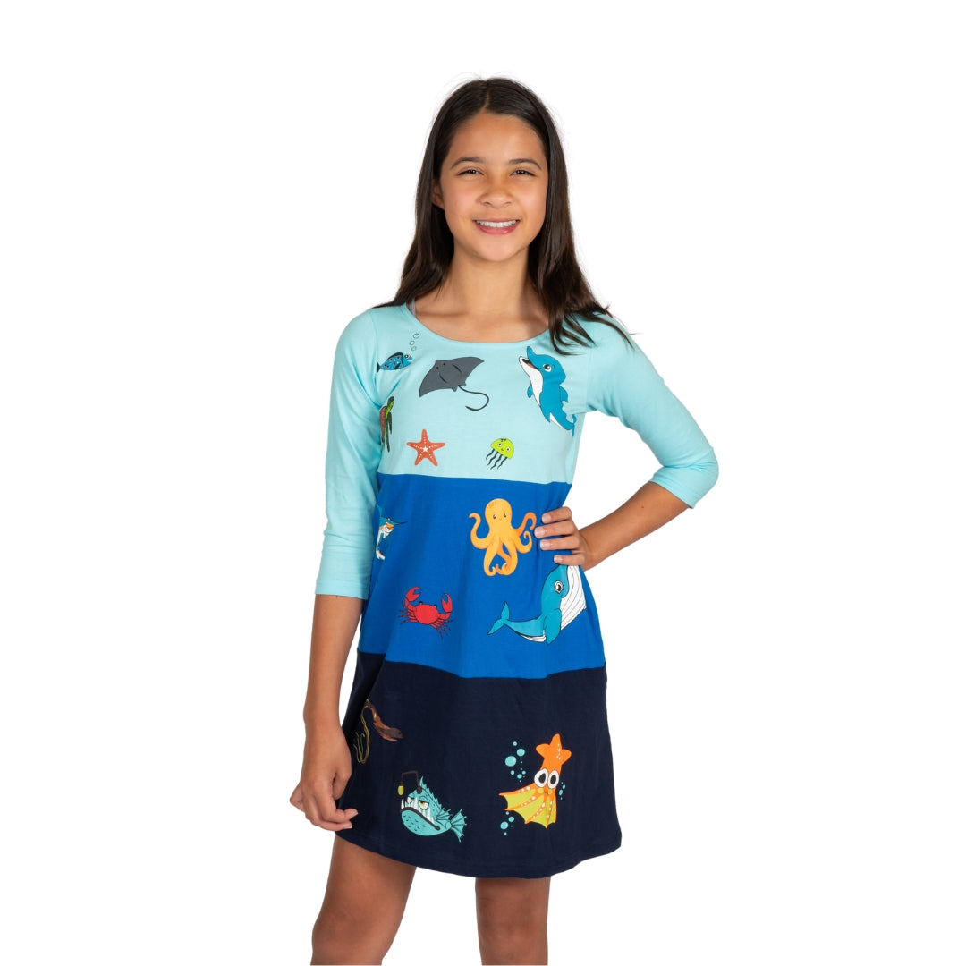 Ocean Zones Kids A-Line Dress