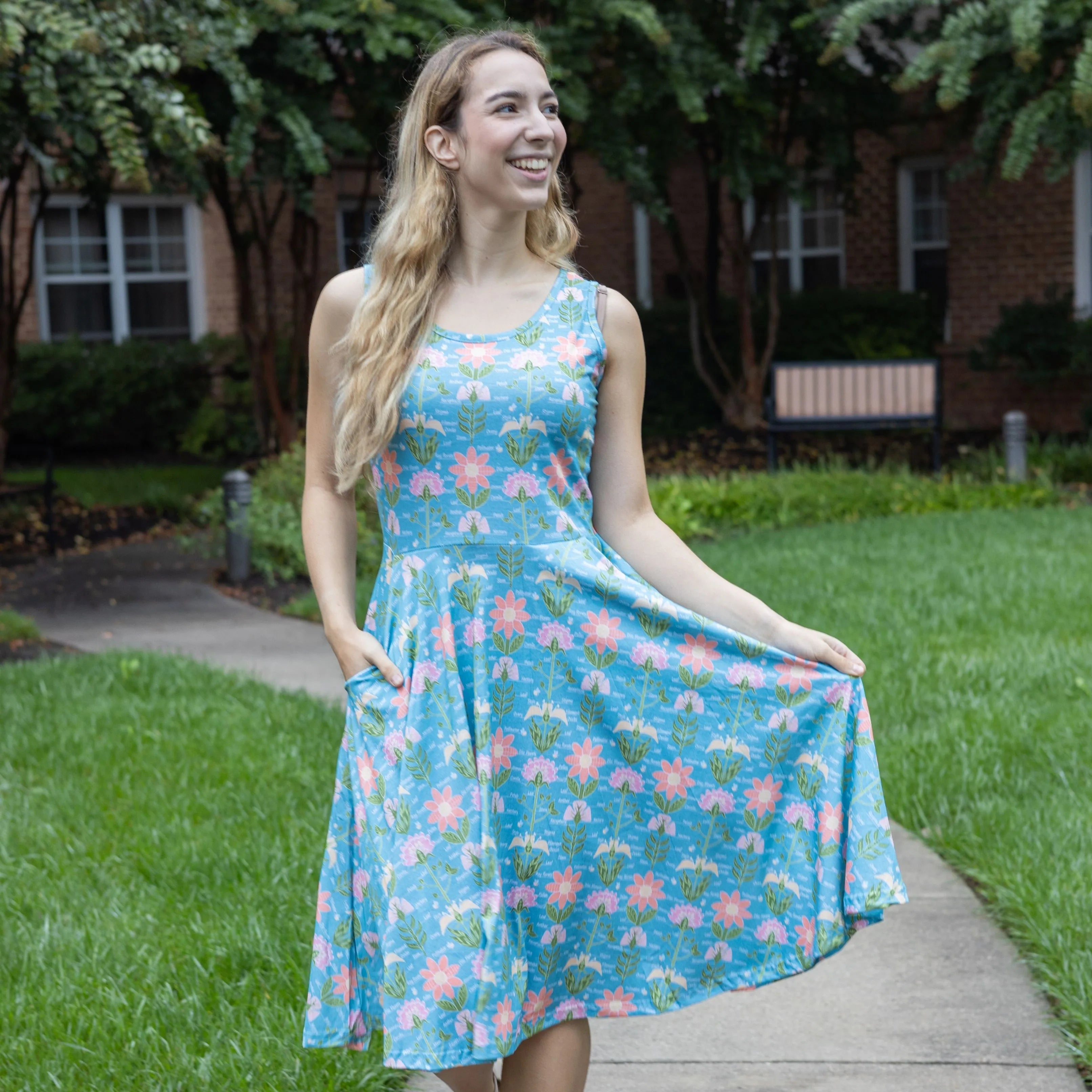Parts Of A Flower Sleeveless Twirl Dress