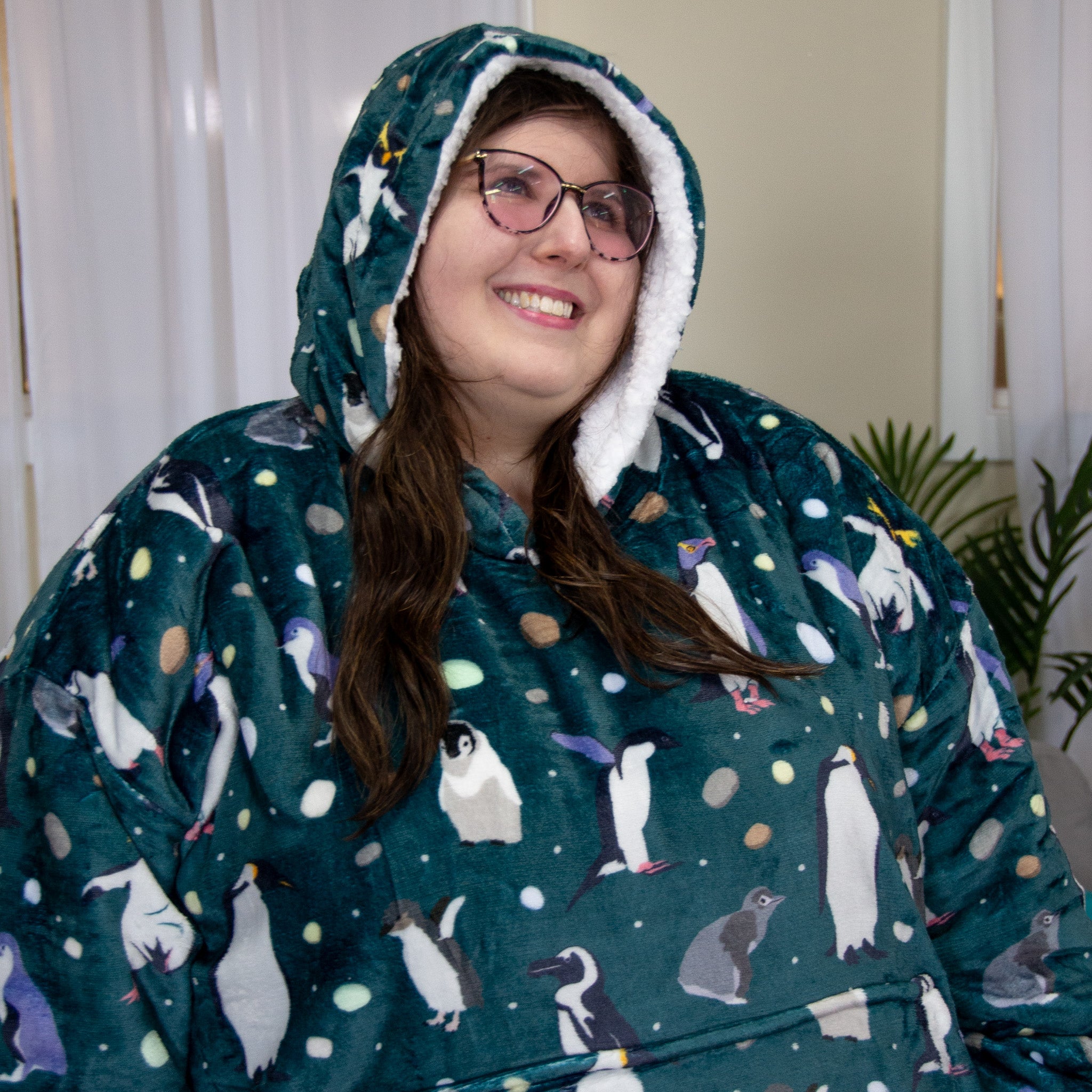 Penguins Parade Adults Blanket Hoodie