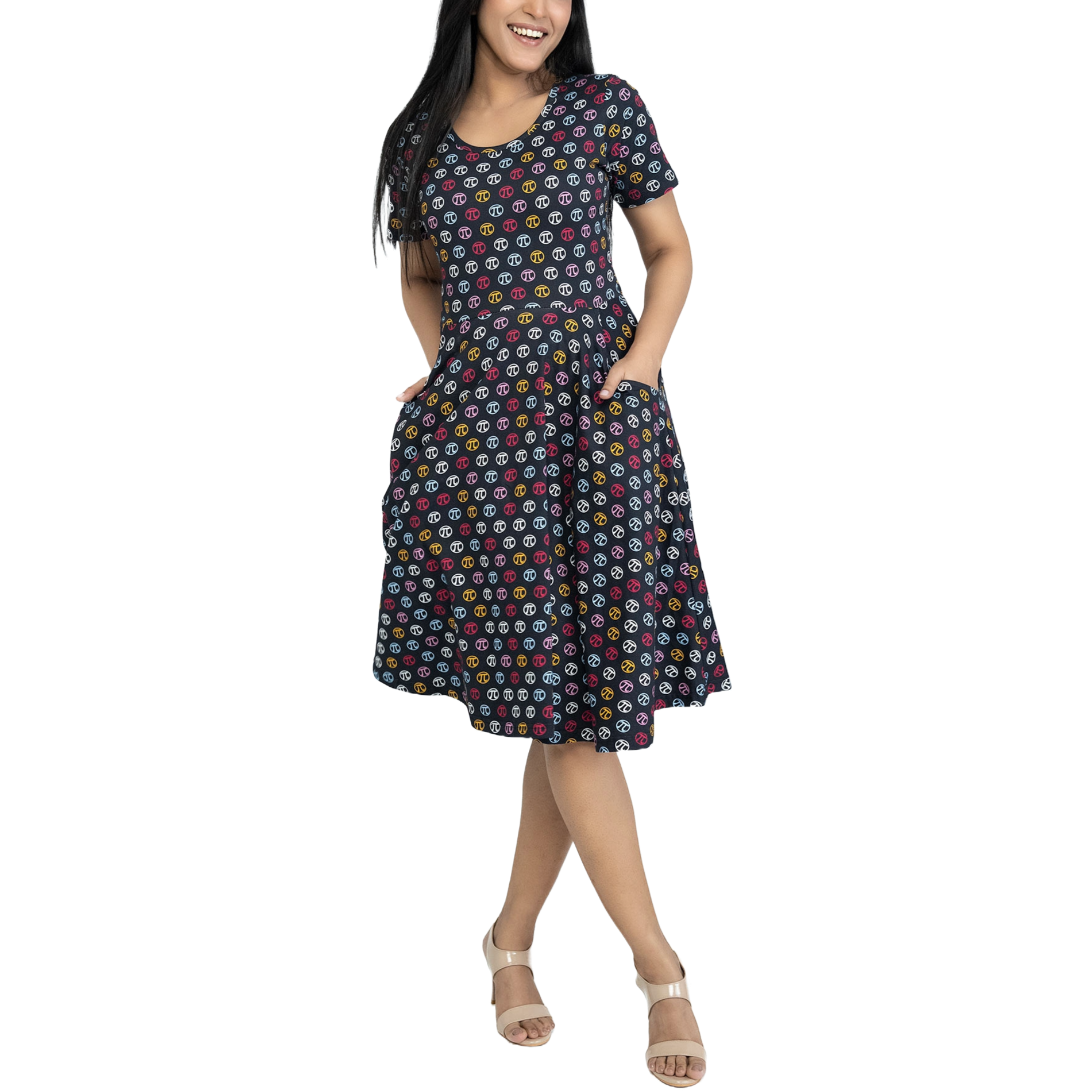 Pi Icon Fit & Flare Dress