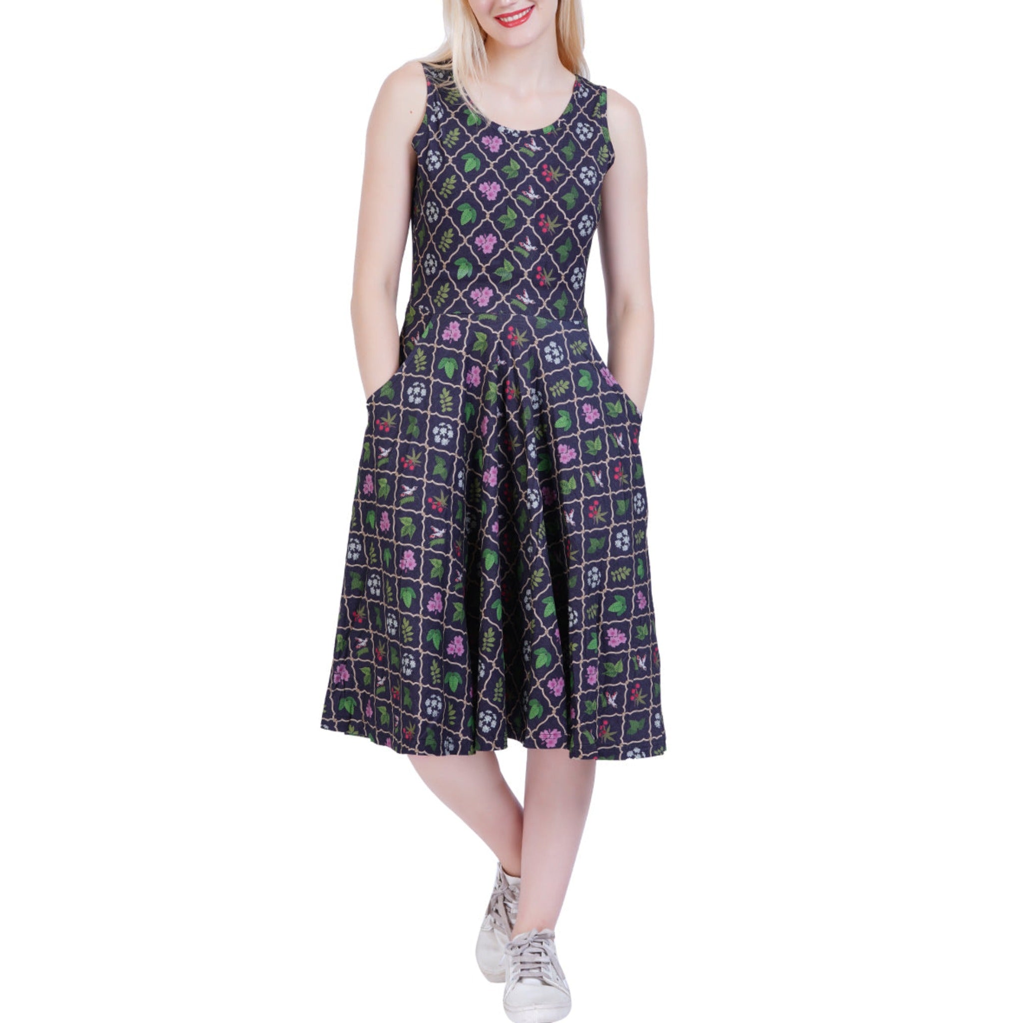 (Pre-order) Poisonous Plants Sleeveless Fit & Flare Dress