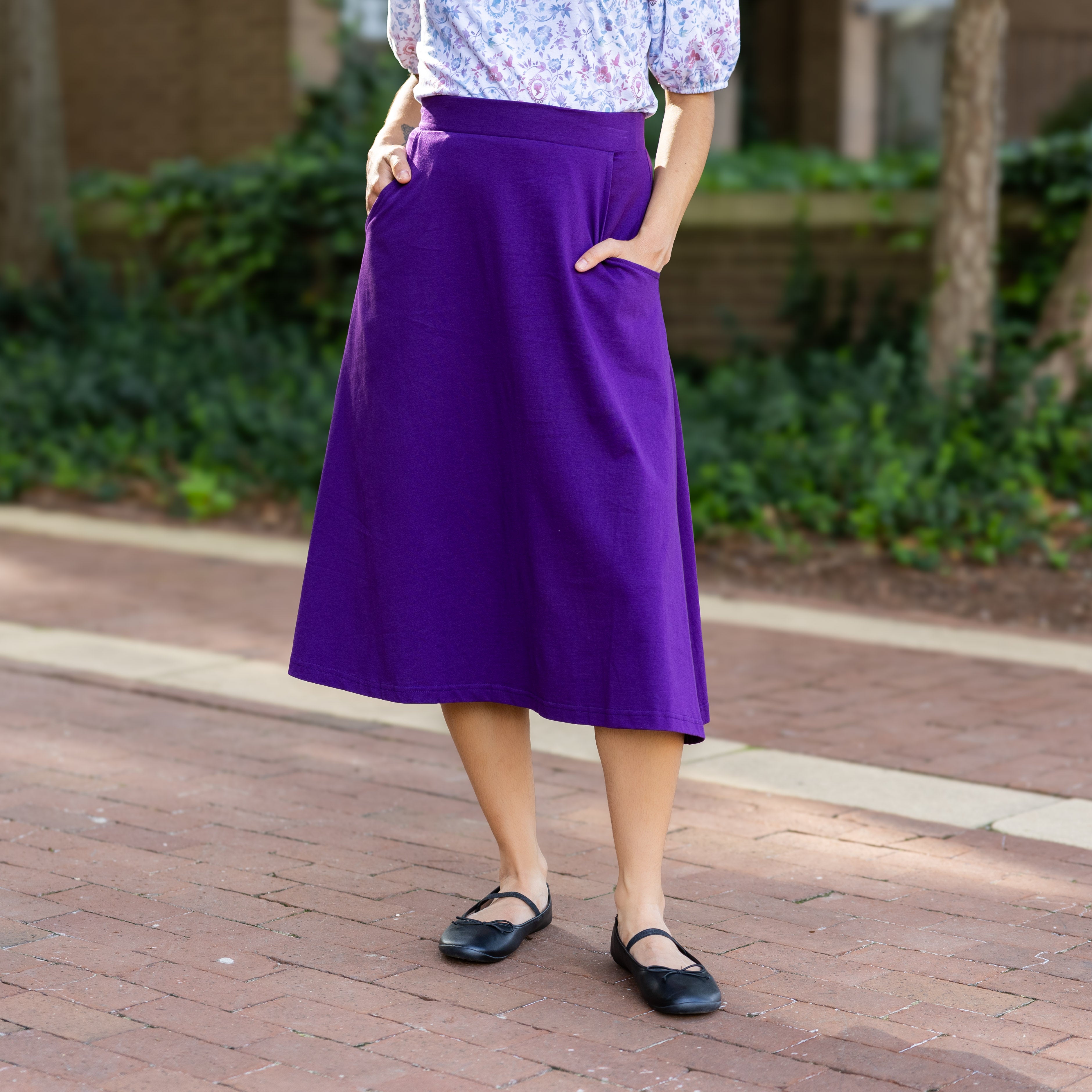 Purple Half Circle Midi Skirt