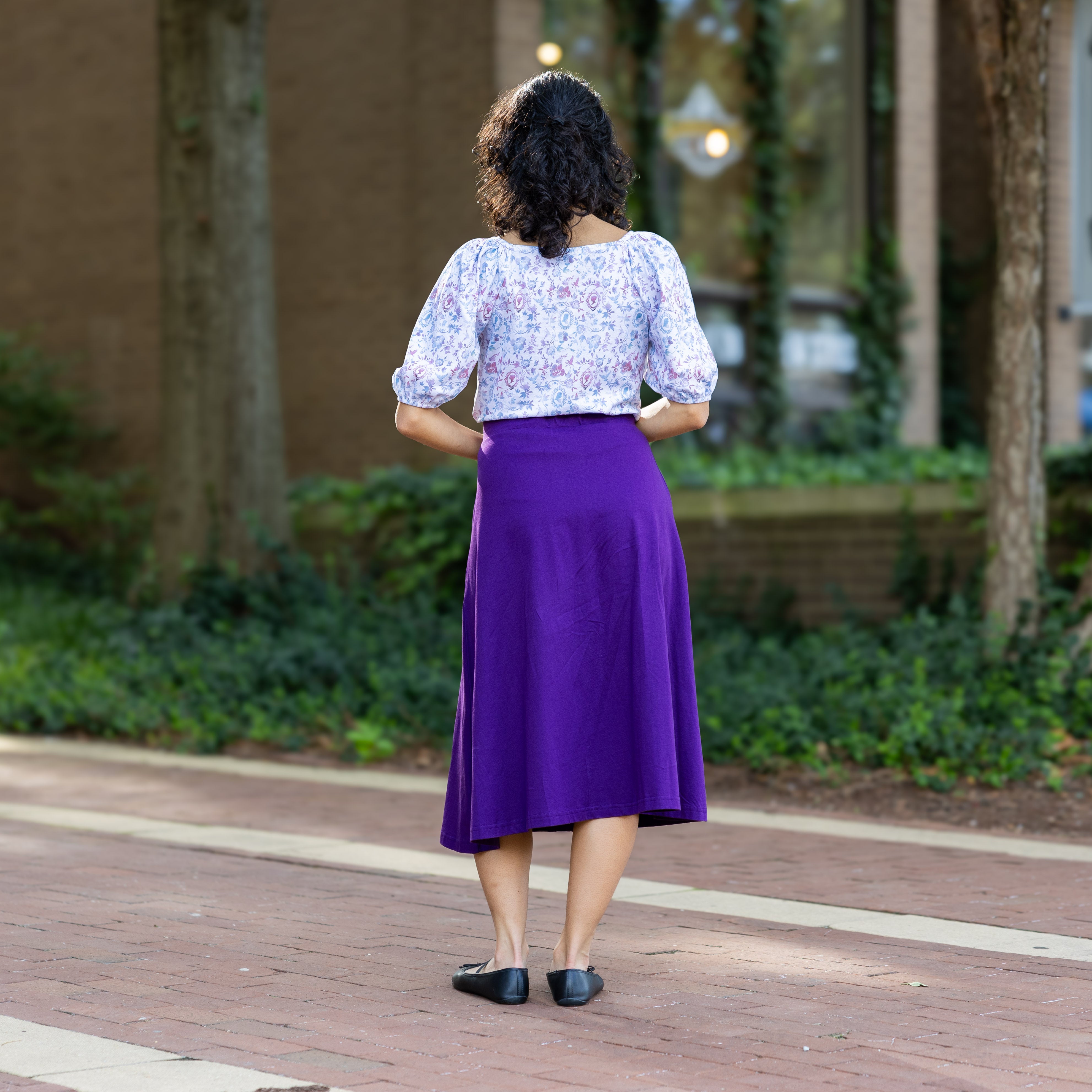 Purple Half Circle Midi Skirt