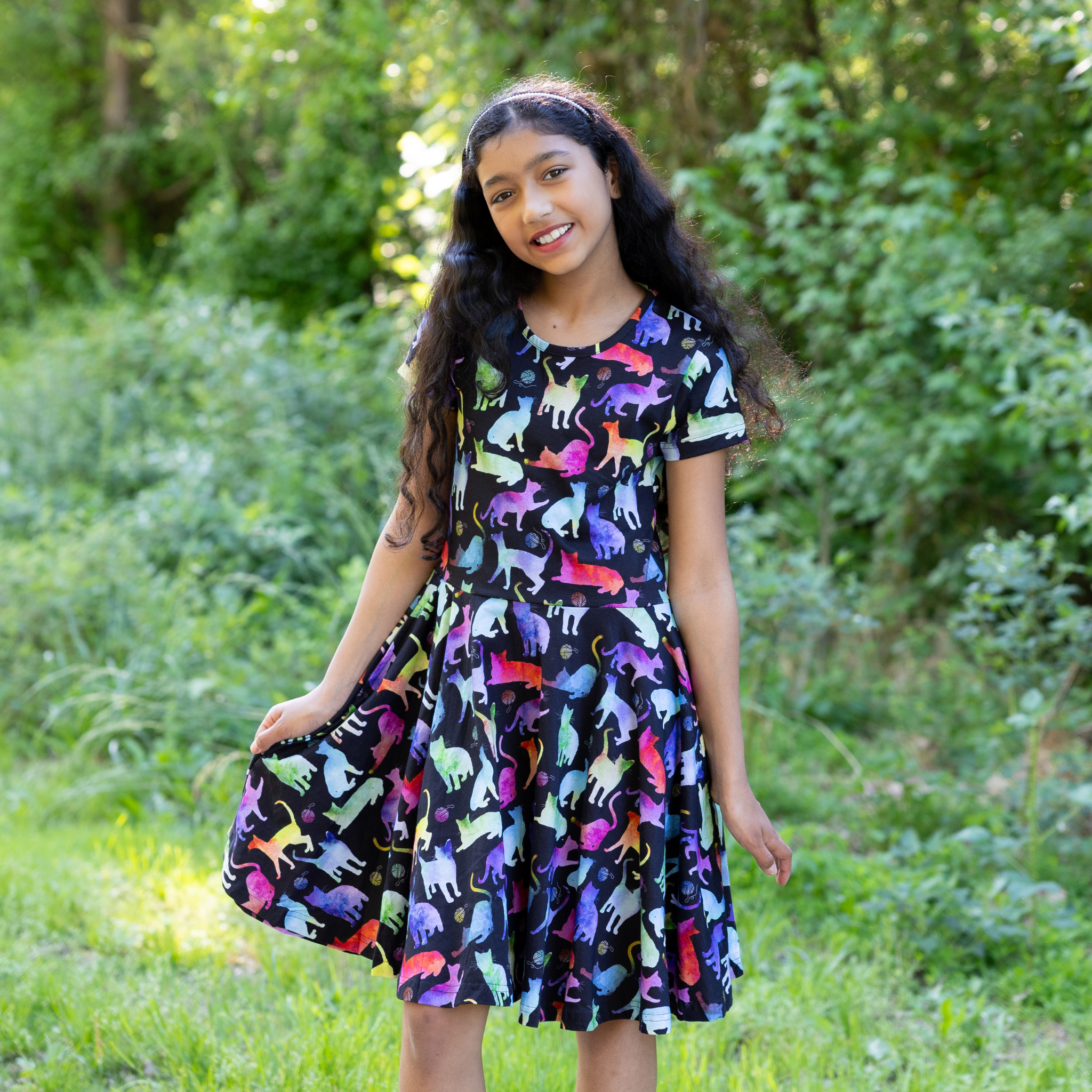 Rainbow Cats String Theory Kids Twirl Dress