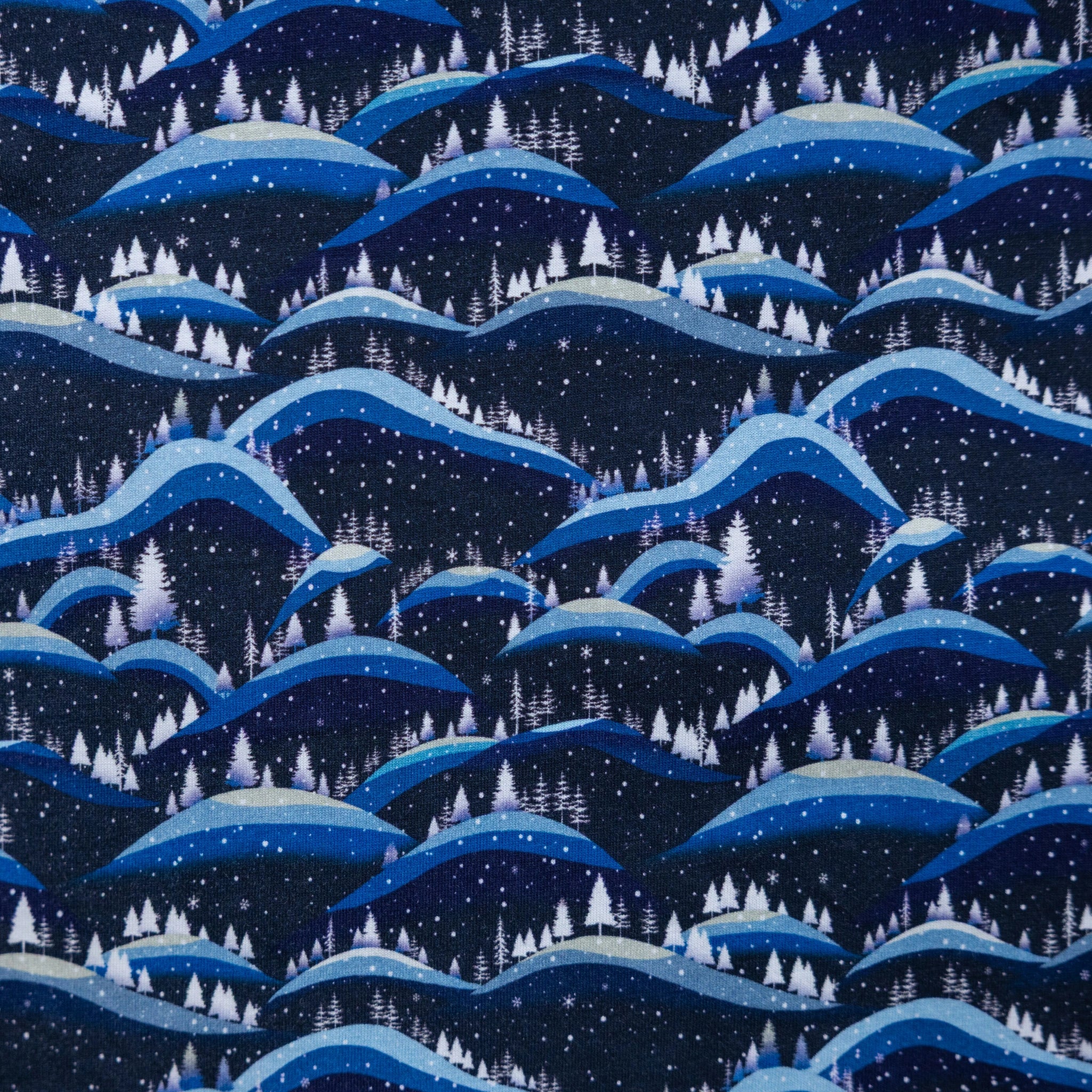 Snowy Mountains Long Sleeve A-Line Dress (With Waist Seam)