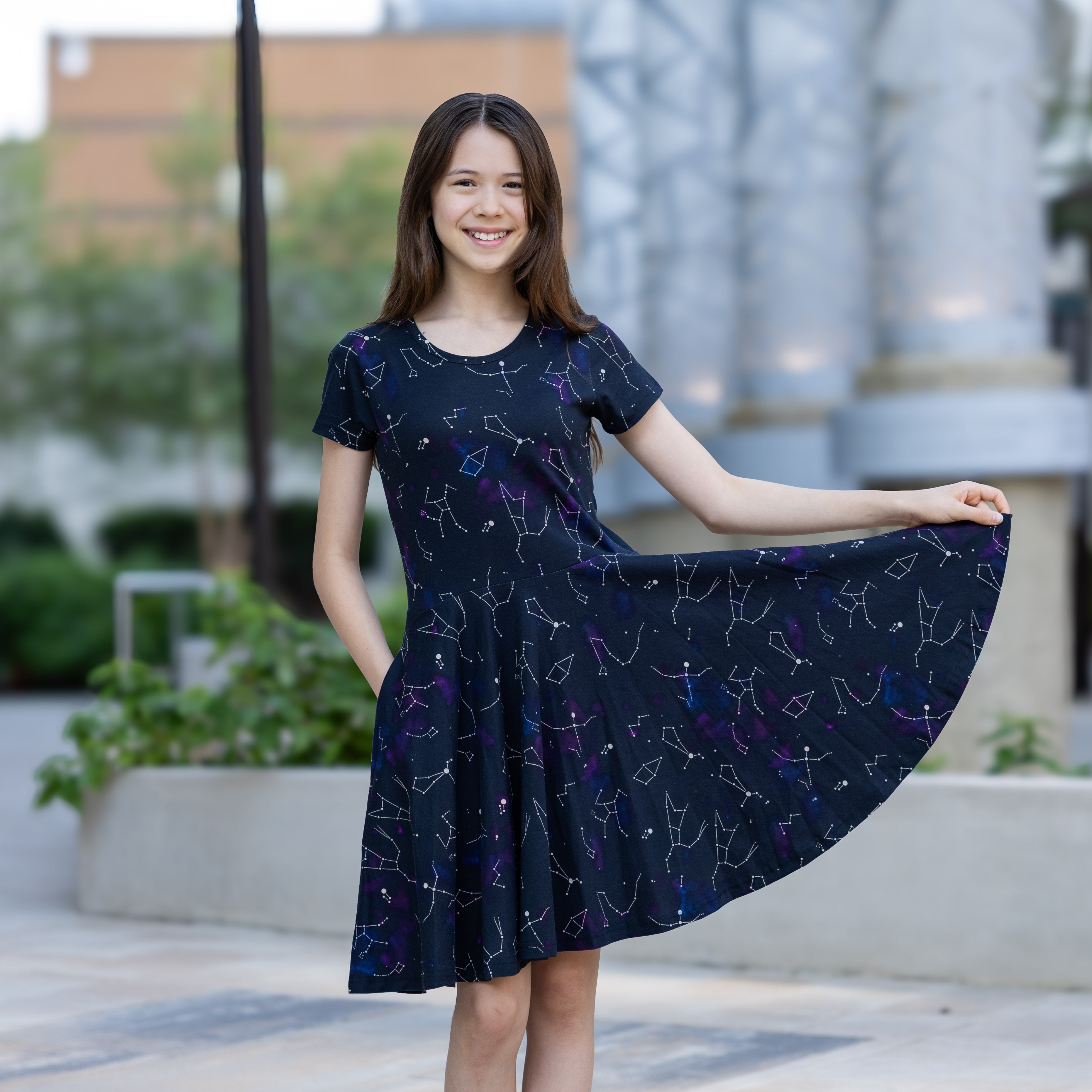 Stardust Symphony Glow-in-the-Dark Kids Twirl Dress